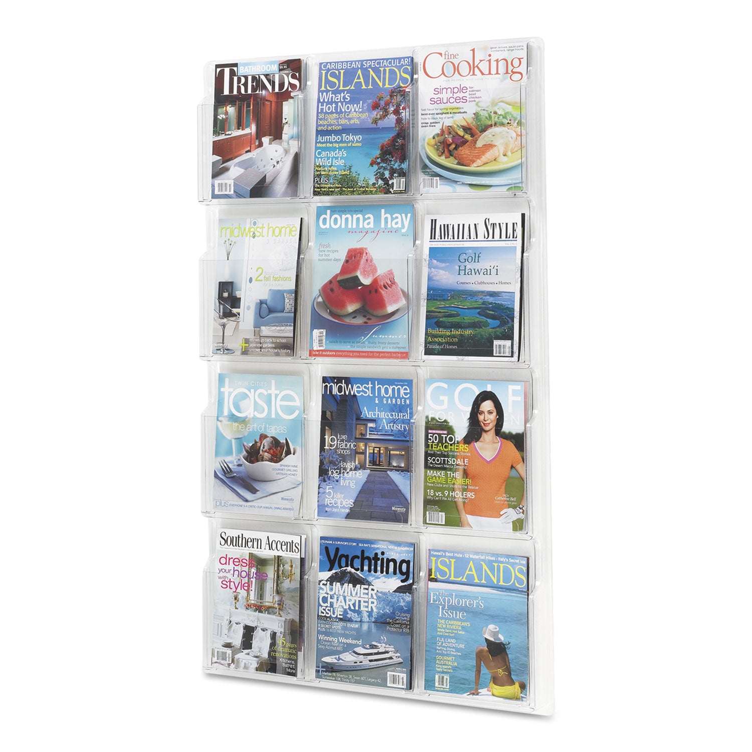 Safco® Reveal Clear Literature Displays, 12 Compartments, 30w x 2d x 49h, Clear