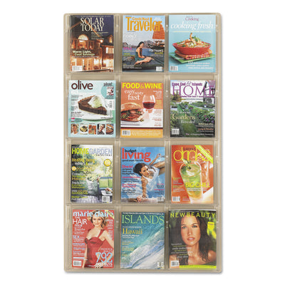 Reveal Clear Literature Displays, 12 Compartments, 30w x 2d x 49h, Clear Flipcost Flipcost