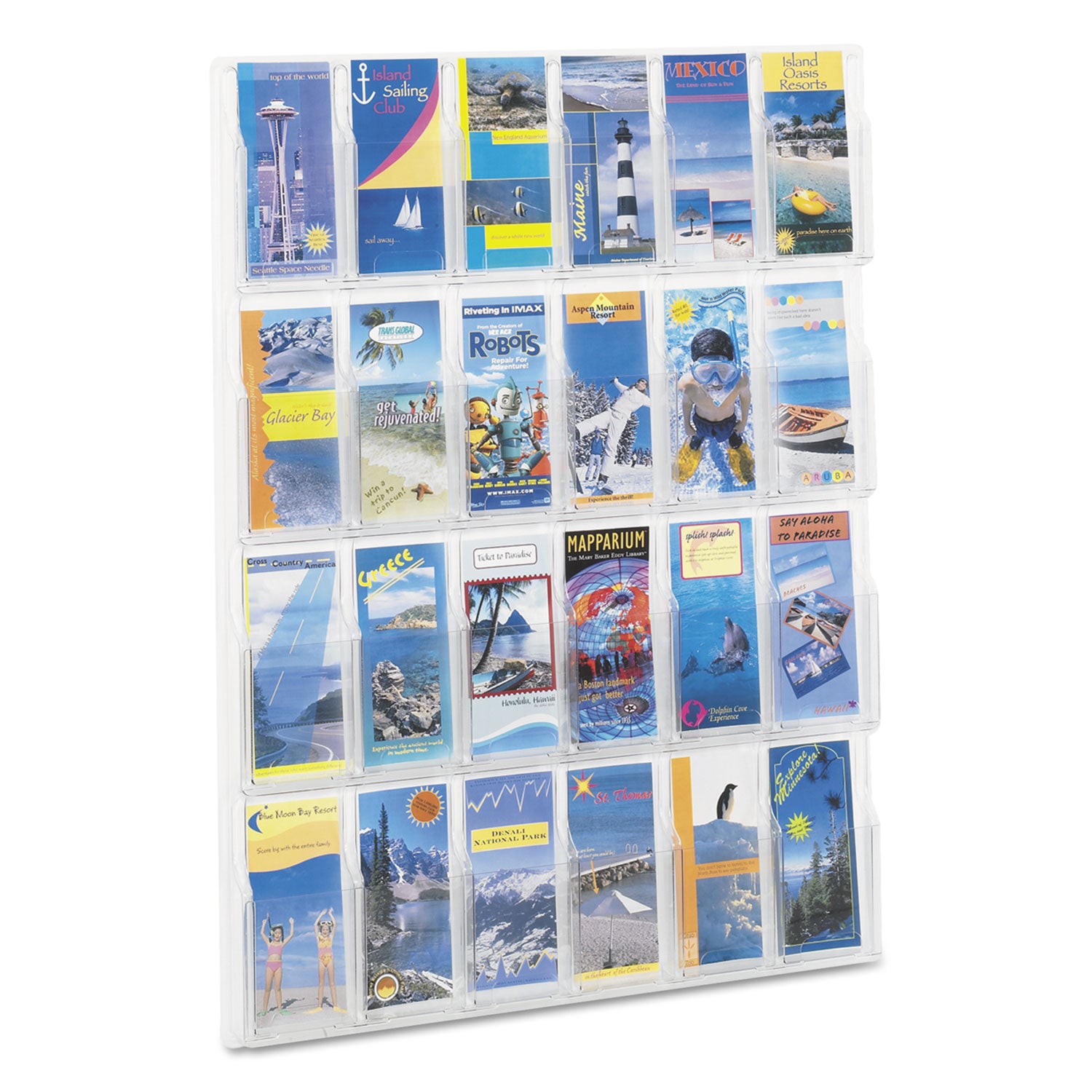 Safco® Reveal Clear Literature Displays, 24 Compartments, 30w x 2d x 41h, Clear