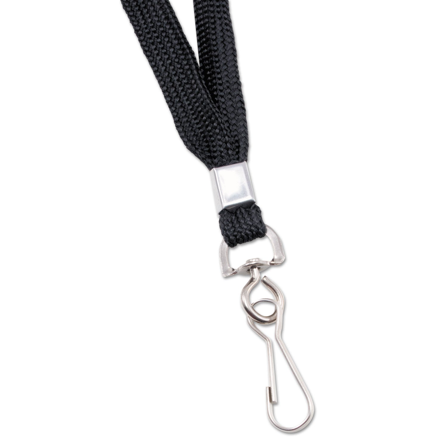 Advantus Deluxe Lanyards, Metal J-Hook Fastener, 36" Long, Black, 24/Box