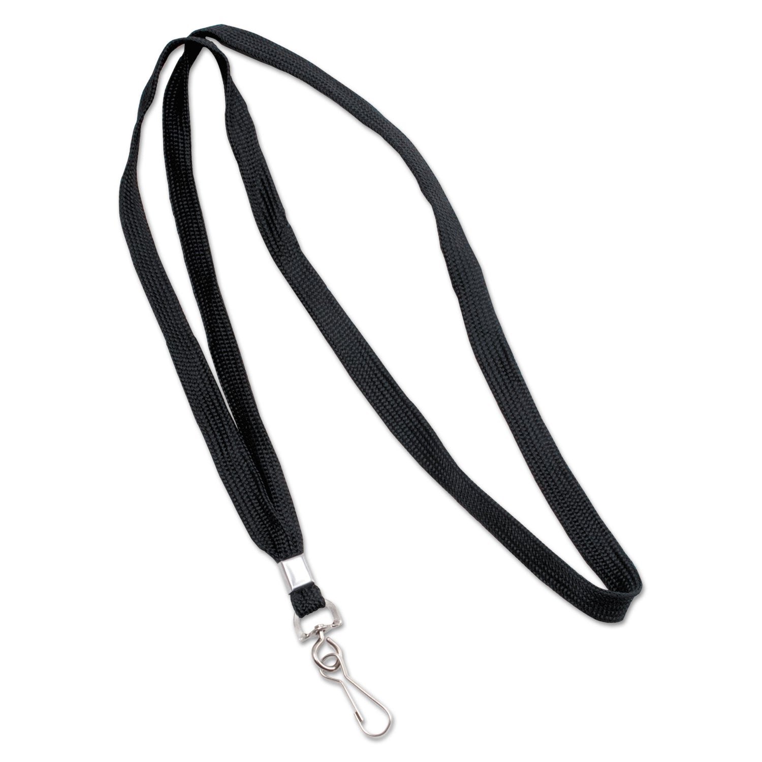 Advantus Deluxe Lanyards, Metal J-Hook Fastener, 36" Long, Black, 24/Box