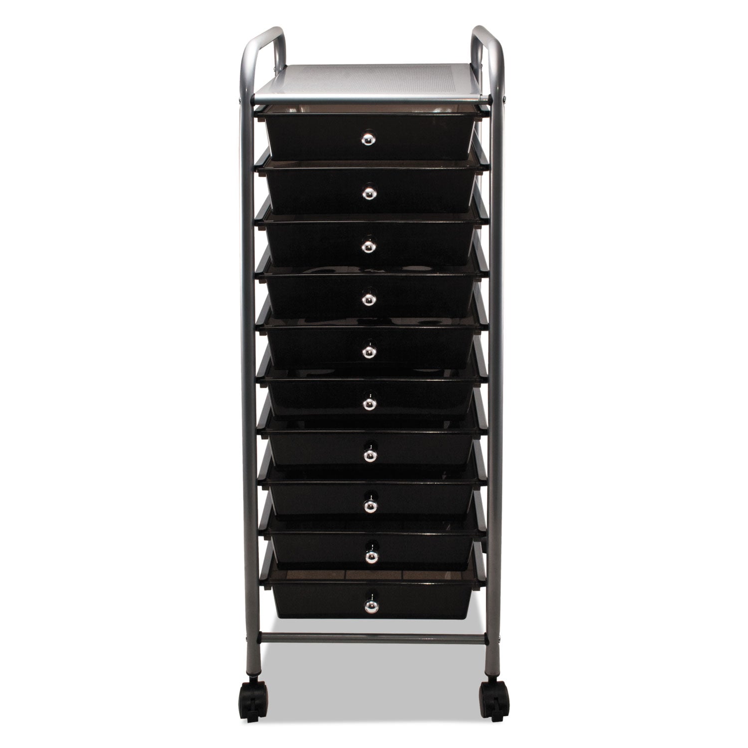 Advantus Portable Drawer Organizer, Metal, 1 Shelf, 10 Drawers, 13" x 15.38" x 37.75", Matte Gray/Smoke