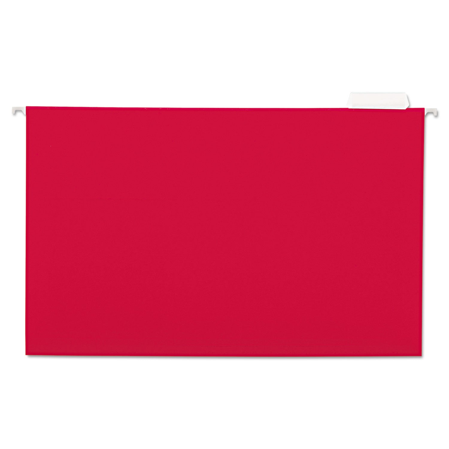 Universal® Deluxe Bright Color Hanging File Folders, Legal Size, 1/5-Cut Tabs, Red, 25/Box