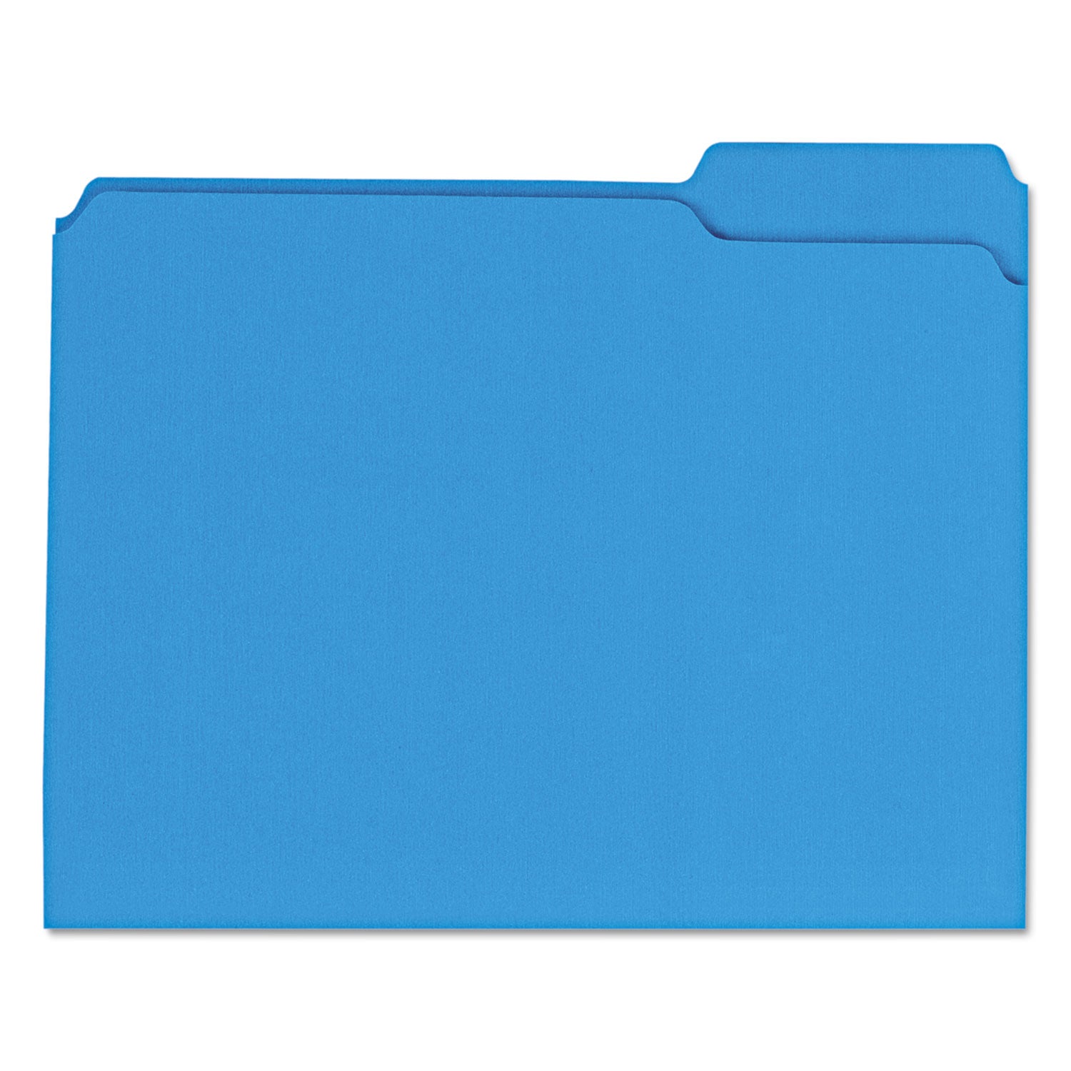 Universal® Reinforced Top-Tab File Folders, 1/3-Cut Tabs: Assorted, Letter Size, 1" Expansion, Blue, 100/Box