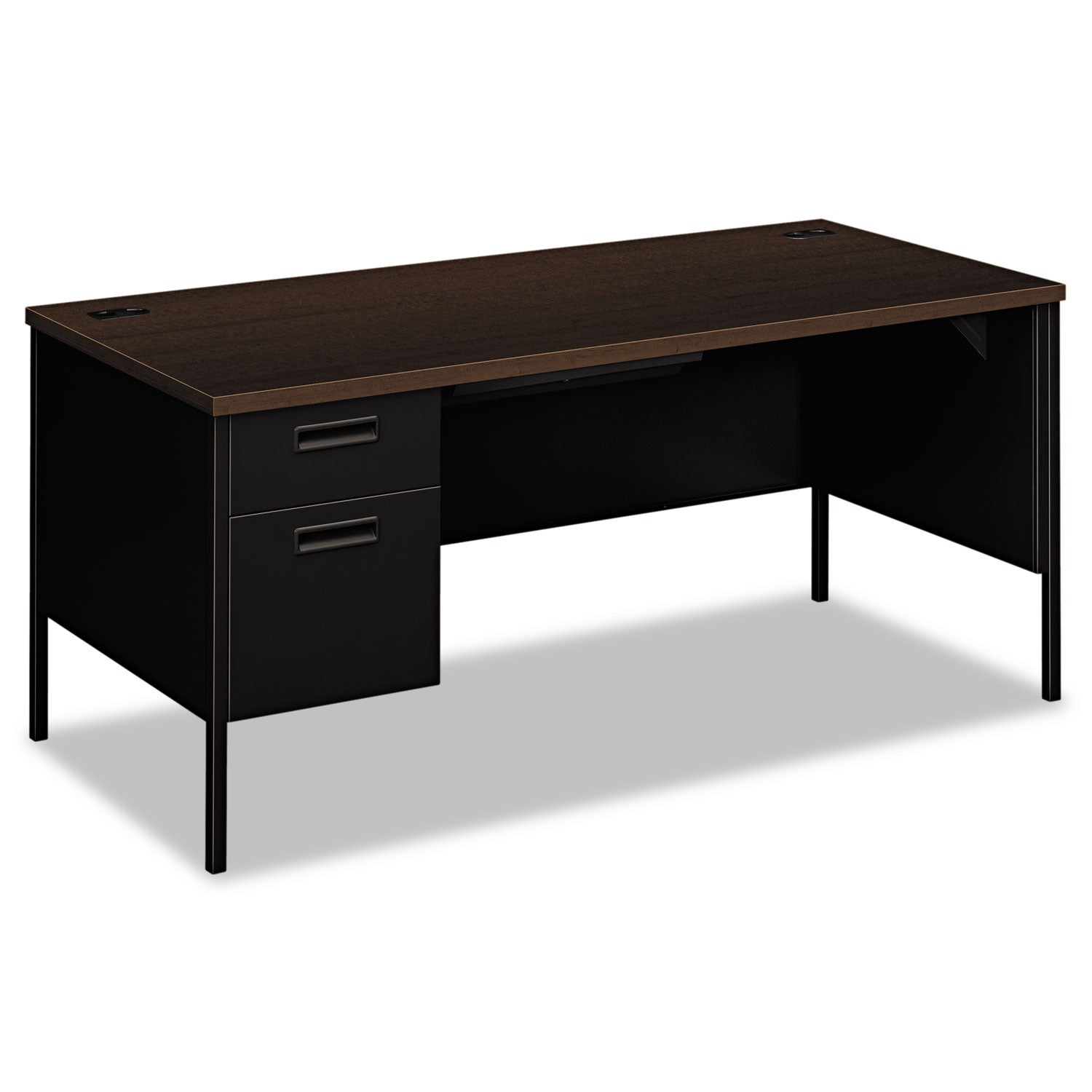 Metro Classic Series Left Pedestal "L" Workstation Desk, 66" x 30" x 29.5", Mocha/Black