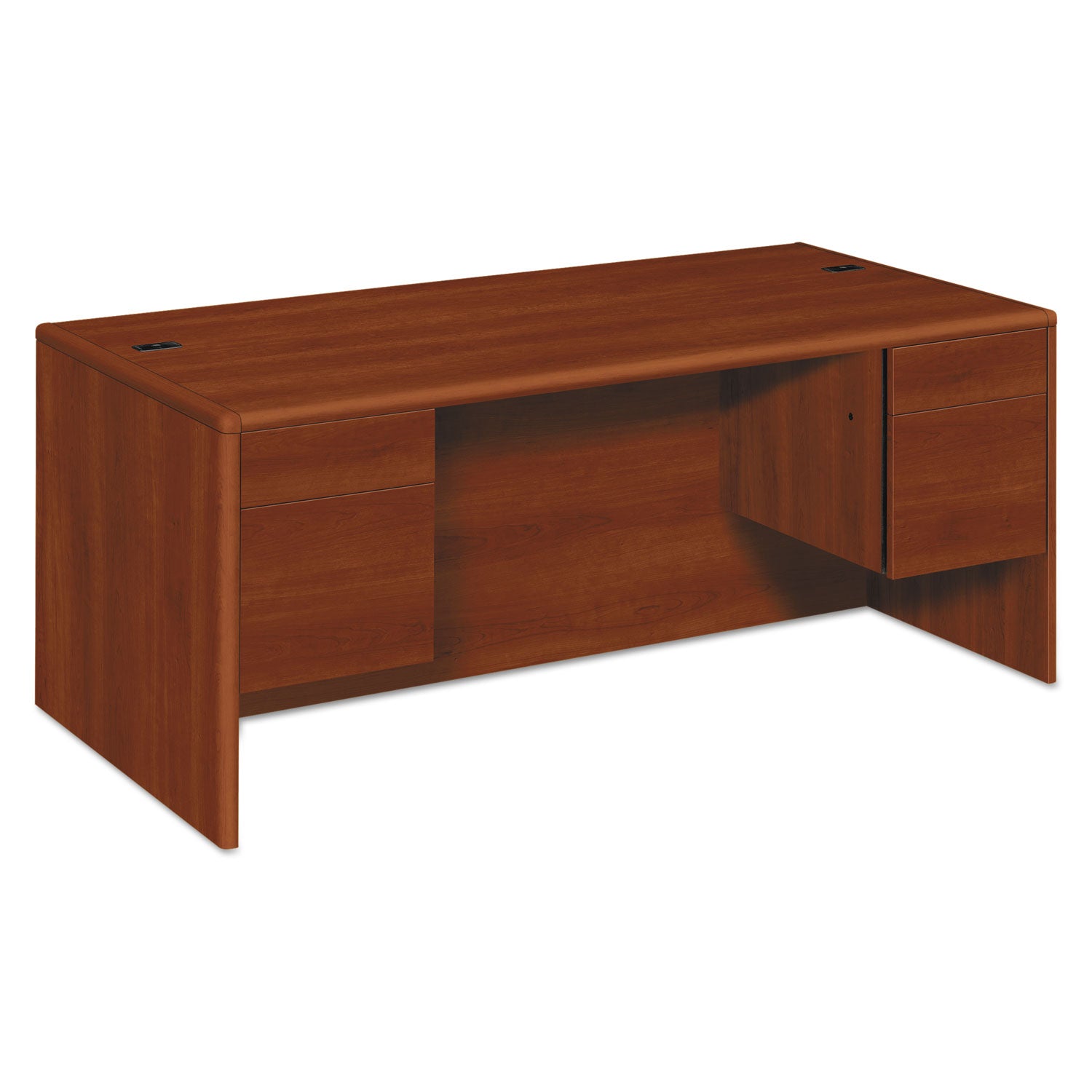 10700 Series Double Pedestal Desk with Three-Quarter Height Pedestals, 72" x 36" x 29.5", Cognac