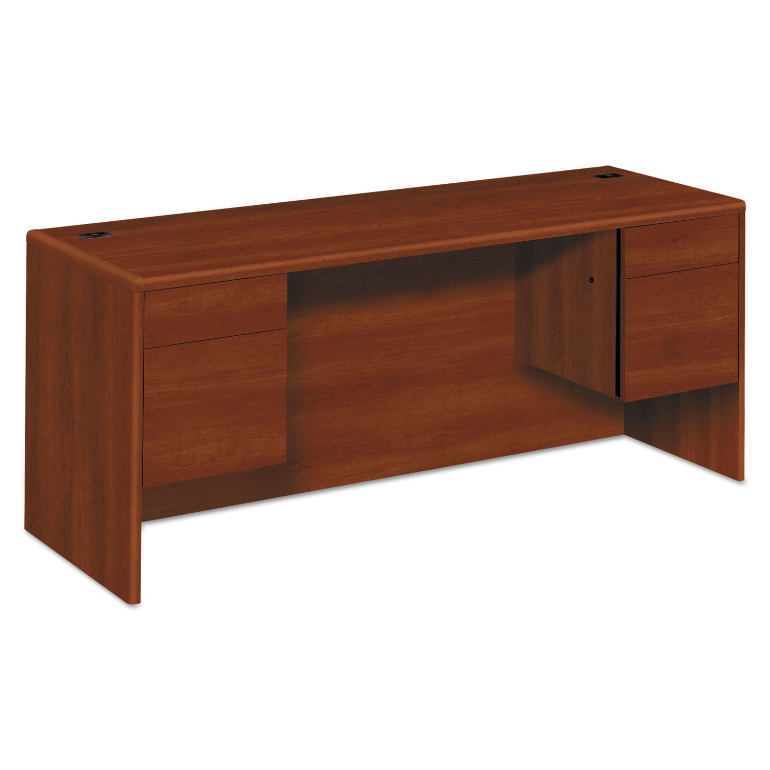 10700 Kneespace Credenza, 3/4 Height Pedestals, 72w x 24d x 29.5h, Cognac