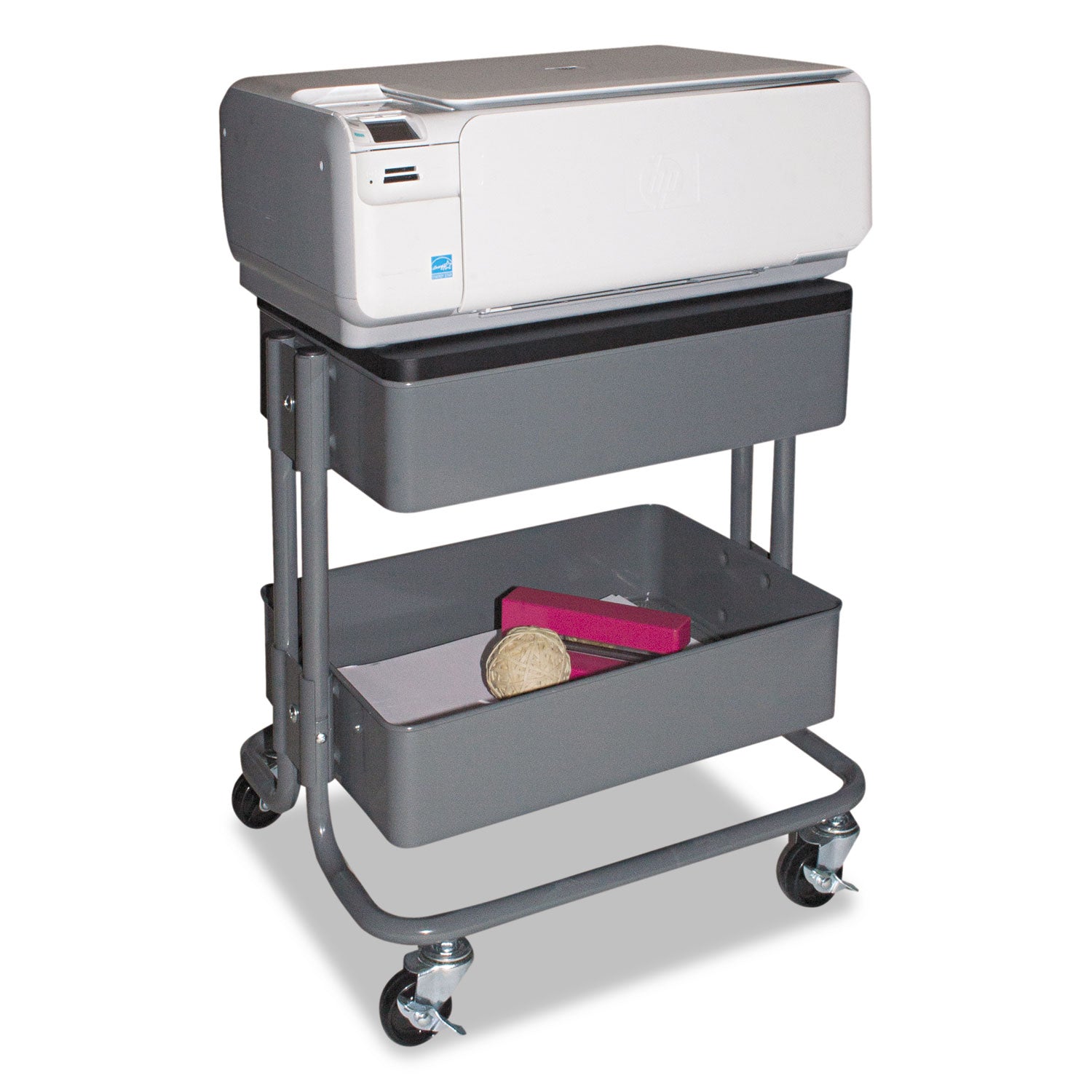 Vertiflex® Adjustable Multi-Use Storage Cart and Stand-Up Workstation, 15.25" x 11" x 18.5" to 39", Gray