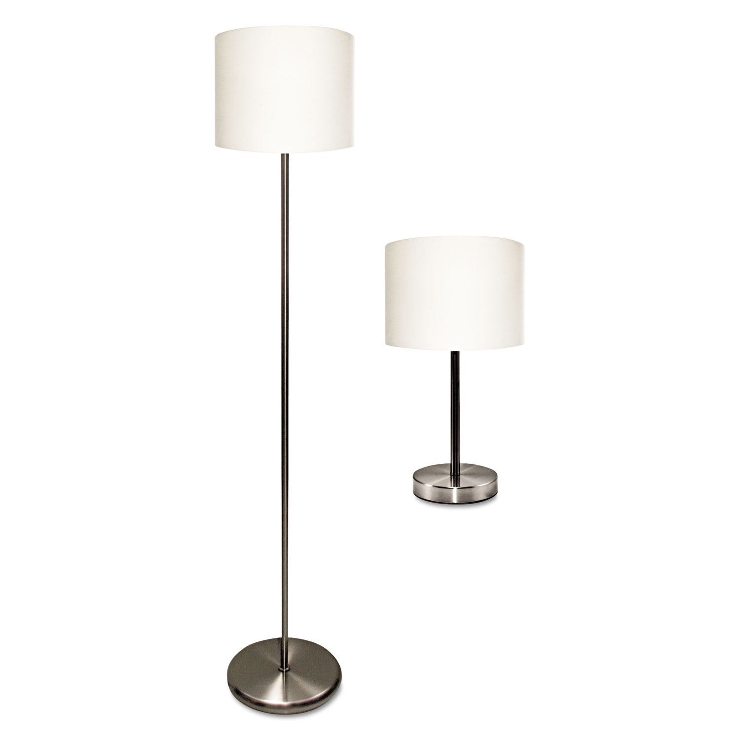 Slim Line Lamp Set, Table 12.63" High and Floor 61.5" High, Silver