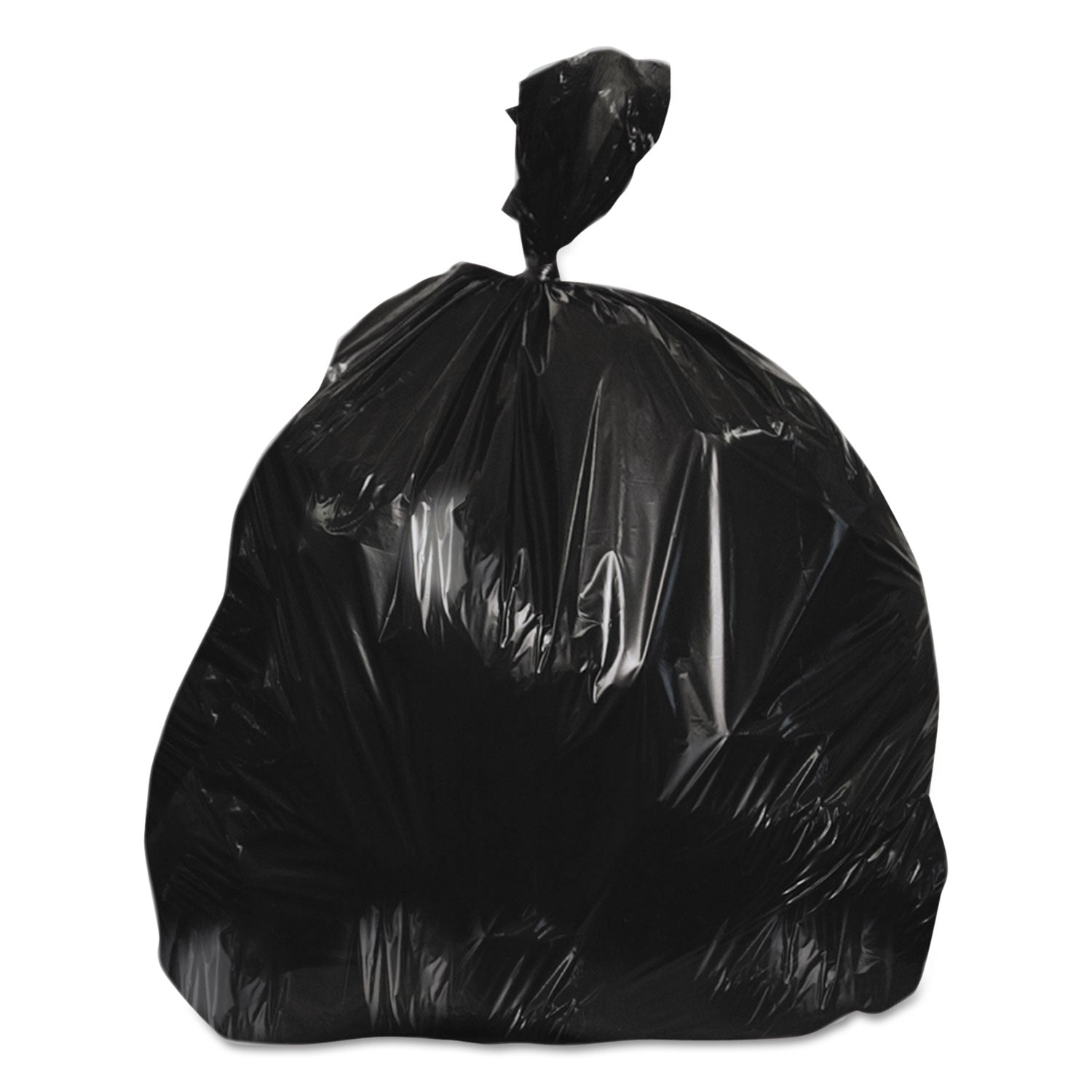 High-Density Waste Can Liners, 30 gal, 10 mic, 30" x 37", Black, 25 Bags/Roll, 20 Rolls/Carton