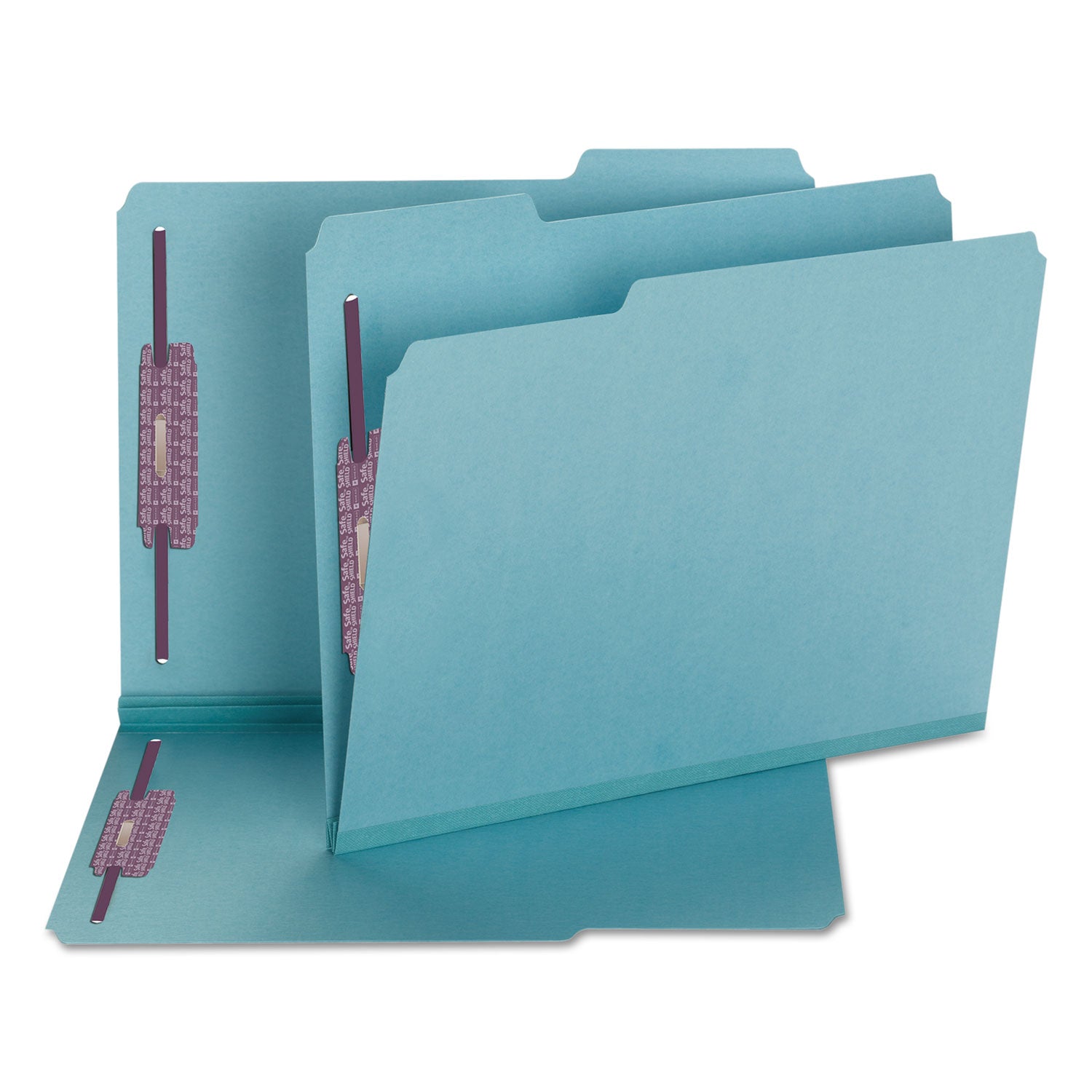 Smead™ Colored Pressboard Fastener Folders with SafeSHIELD Coated Fasteners, 2" Expansion, 2 Fasteners, Letter Size, Blue, 25/Box