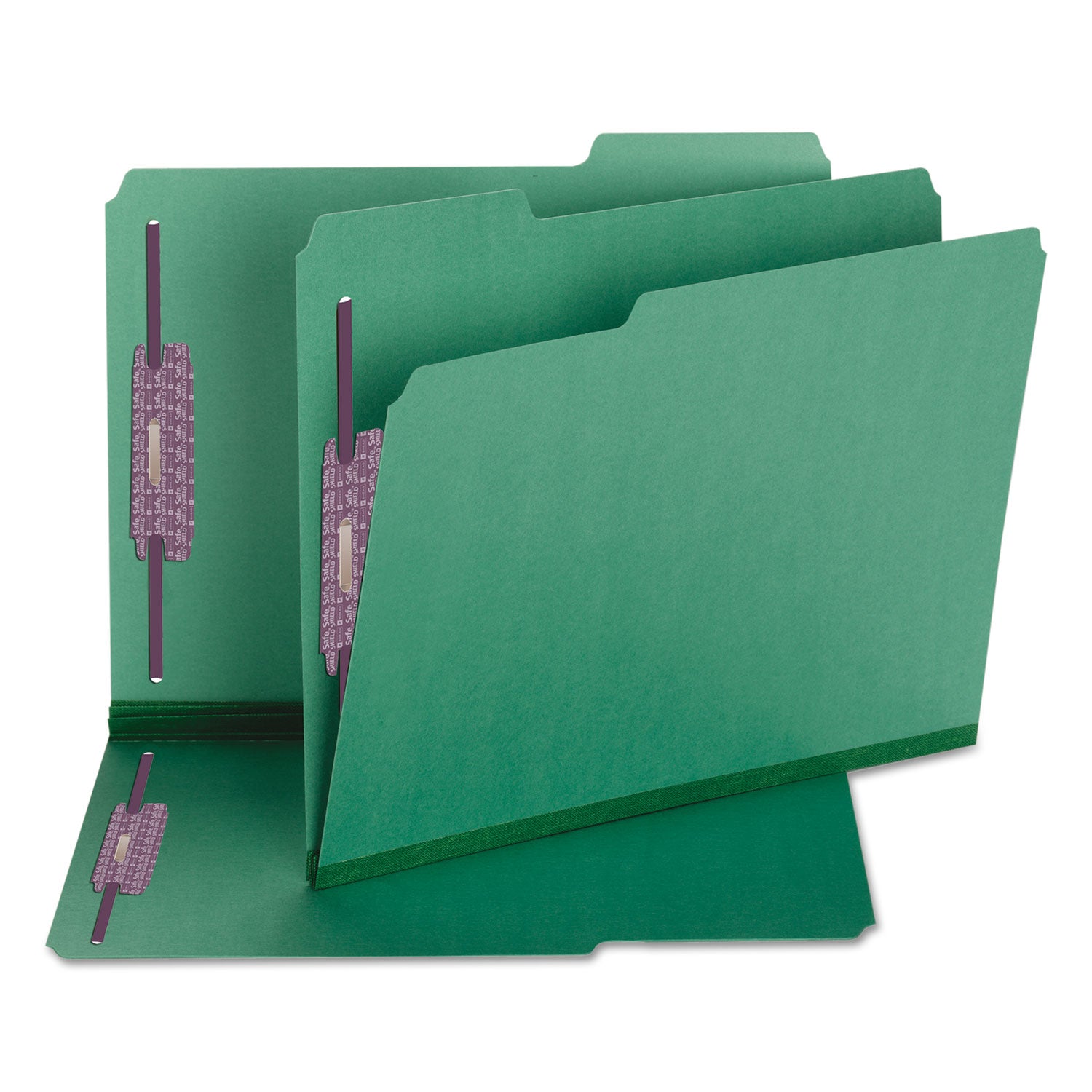 Smead™ Colored Pressboard Fastener Folders with SafeSHIELD Coated Fasteners, 2" Expansion, 2 Fasteners, Letter Size, Green, 25/Box