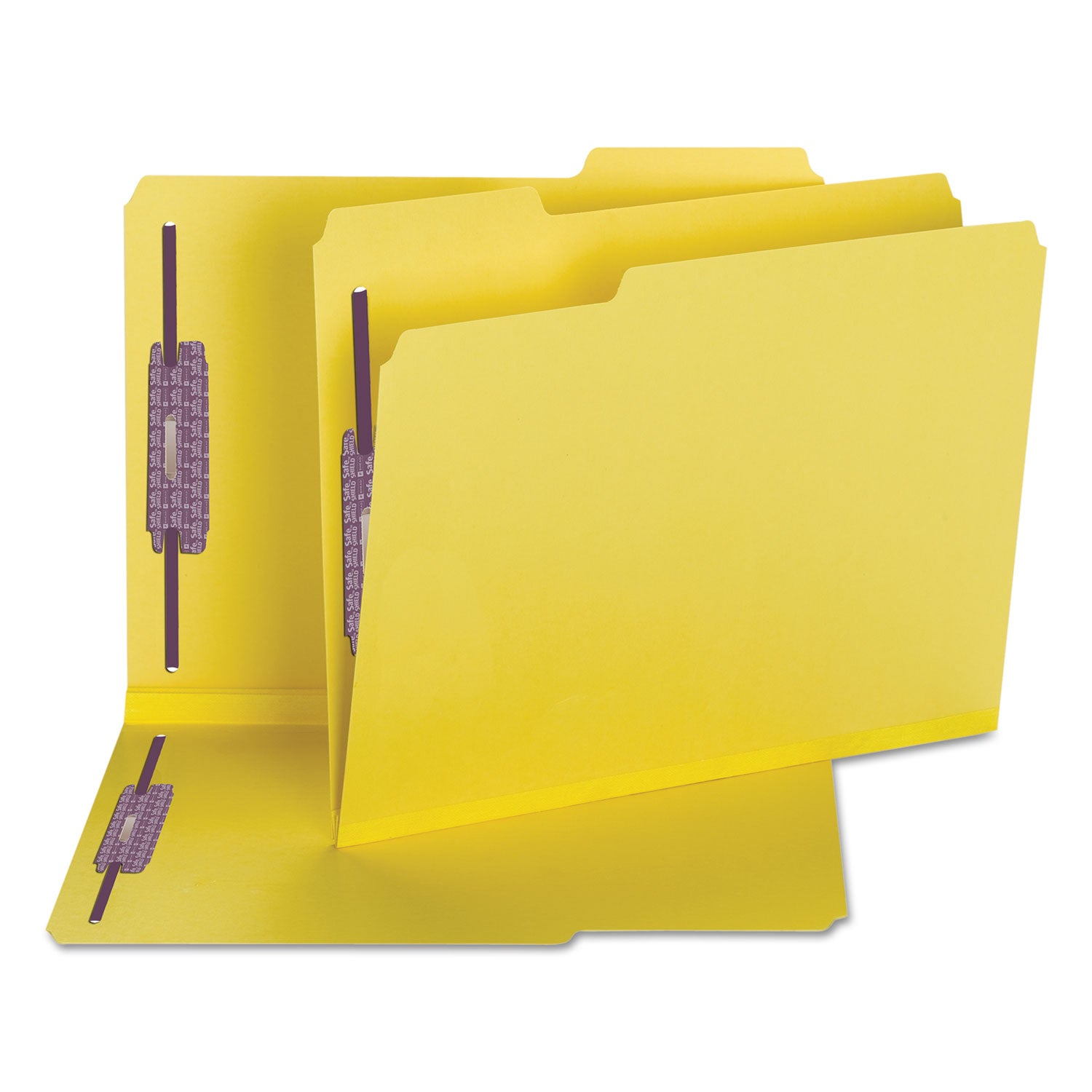 Smead™ Colored Pressboard Fastener Folders with SafeSHIELD Coated Fasteners, 2" Expansion, 2 Fasteners, Letter Size, Yellow, 25/Box