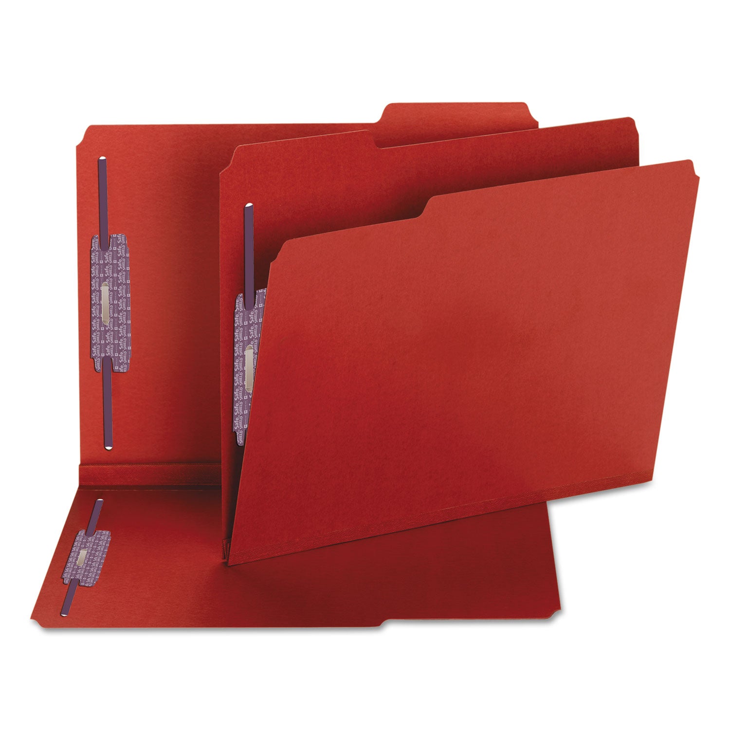 Smead™ Colored Pressboard Fastener Folders with SafeSHIELD Fasteners, 2" Expansion, 2 Fasteners, Letter Size, Bright Red, 25/Box