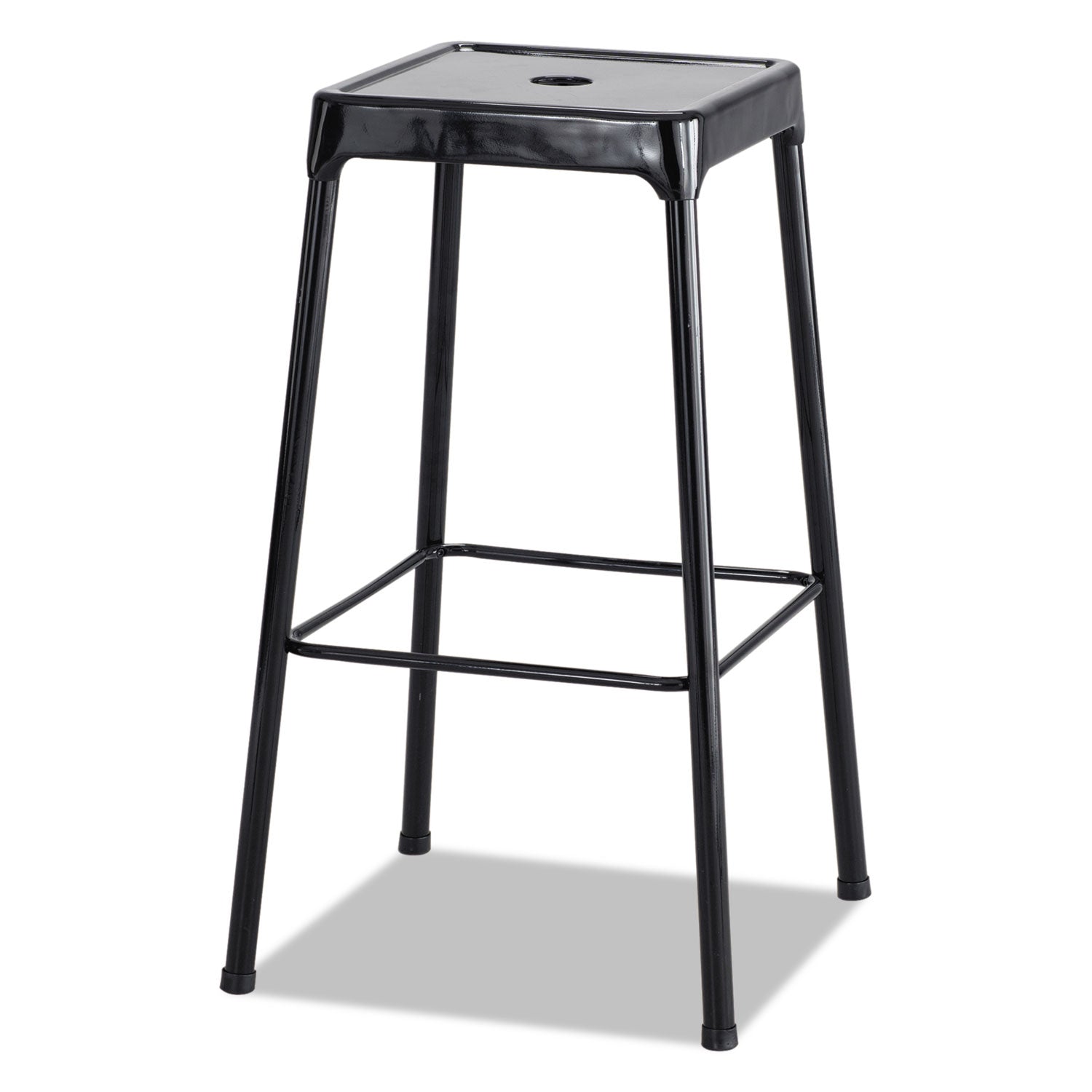 Bar-Height Steel Stool, Backless, Supports Up to 250 lb, 29" Seat Height, Black