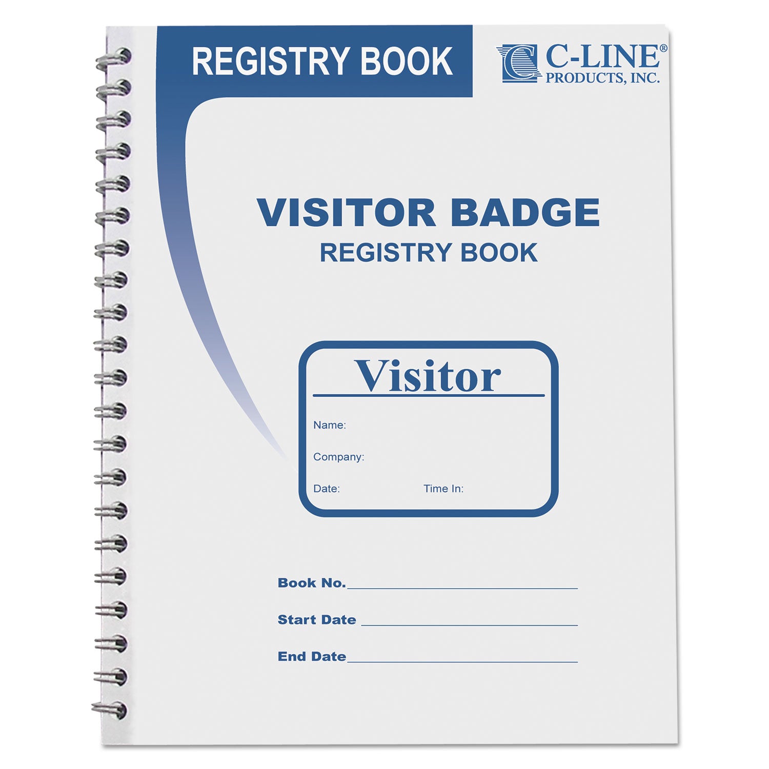 C-Line® Visitor Badges with Registry Log, 3 5/8 x 1 7/8, White, 150 Badges/Box