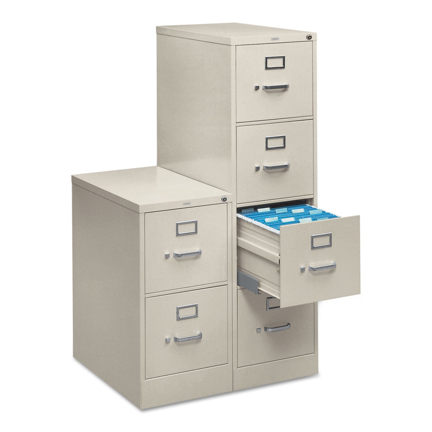 HON® 510 Series Vertical File, 4 Legal-Size File Drawers, Light Gray, 18.25" x 25" x 52"