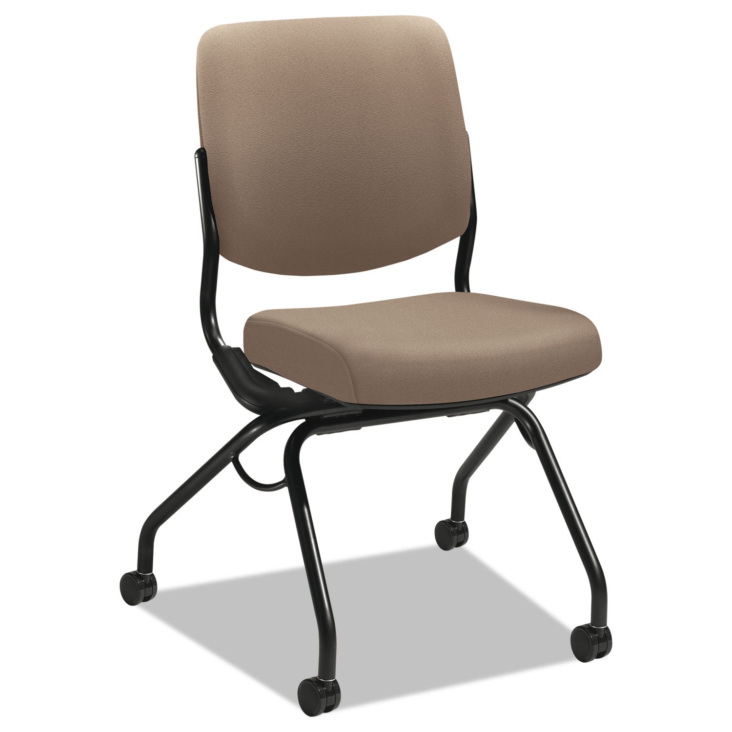 Perpetual Series Folding Nesting Chair, Supports Up to 300 lb, 19.13" Seat Height, Morel Seat, Morel Back, Black Base