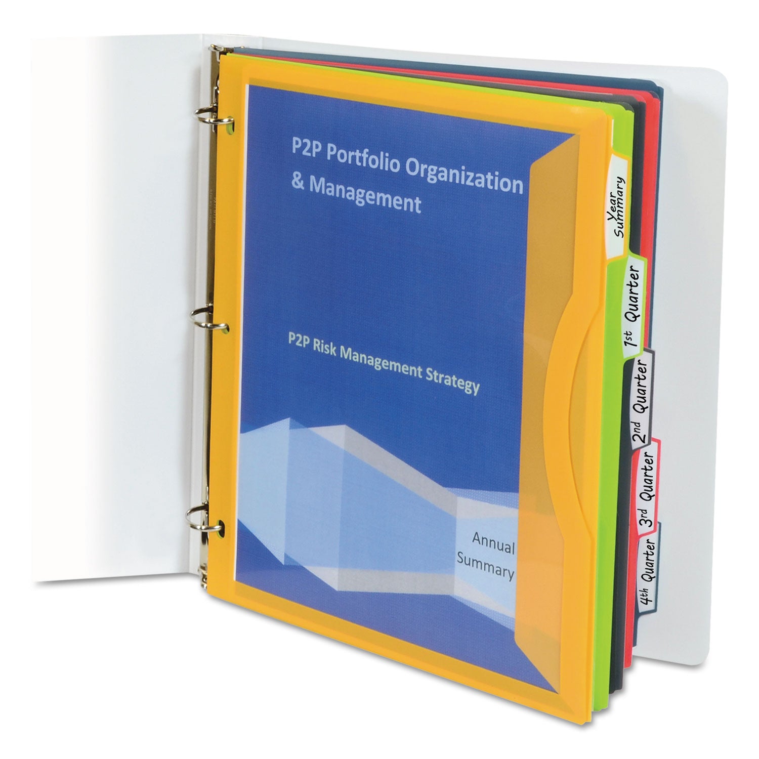 C-Line® Binder Pocket With Write-On Index Tabs, 9.88 x 11.38, Assorted, 5/Set