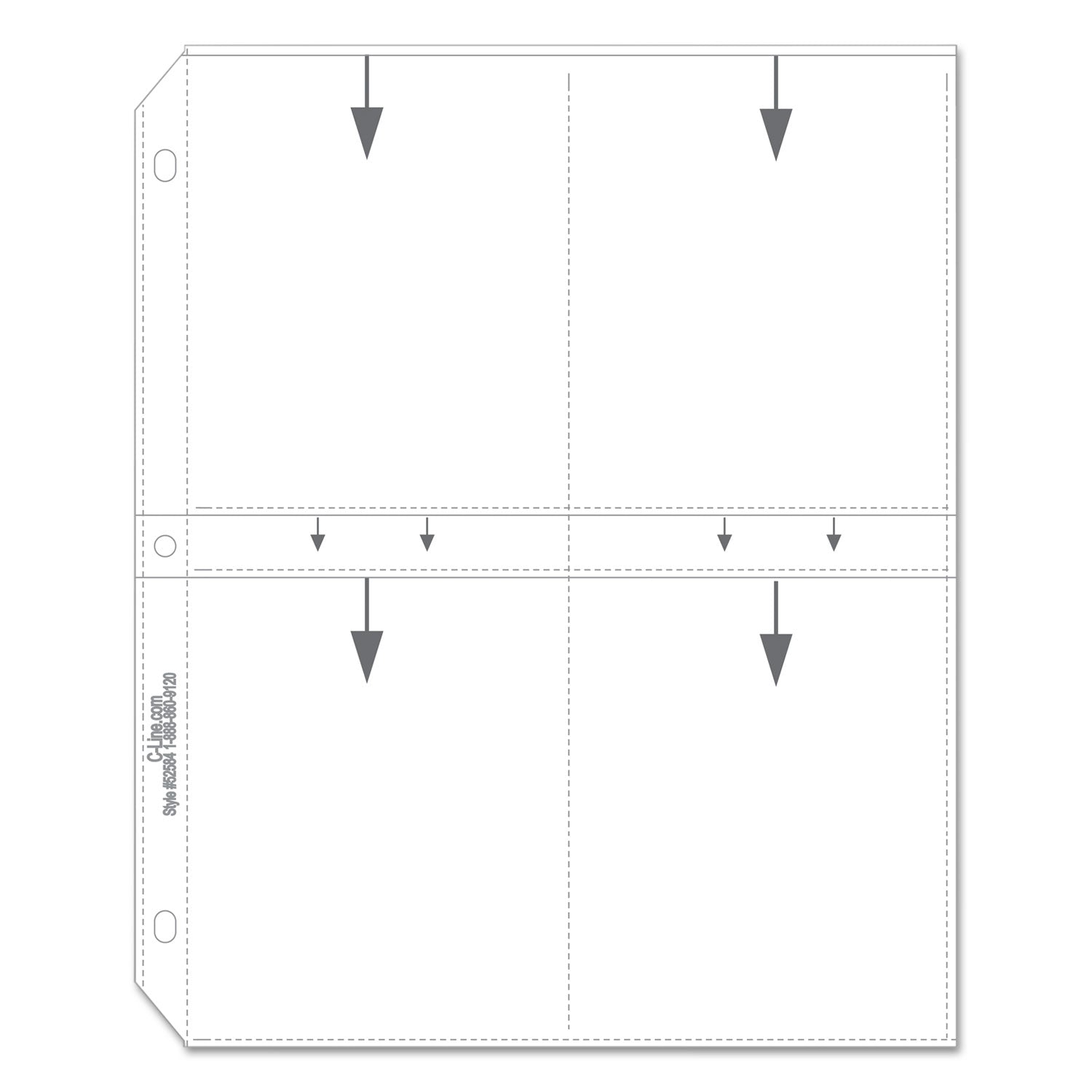 C-Line® Clear Photo Pages for Eight 3.5 x 5 Photos, 3-Hole Punched, 11.25 x 8.13, 50/Box