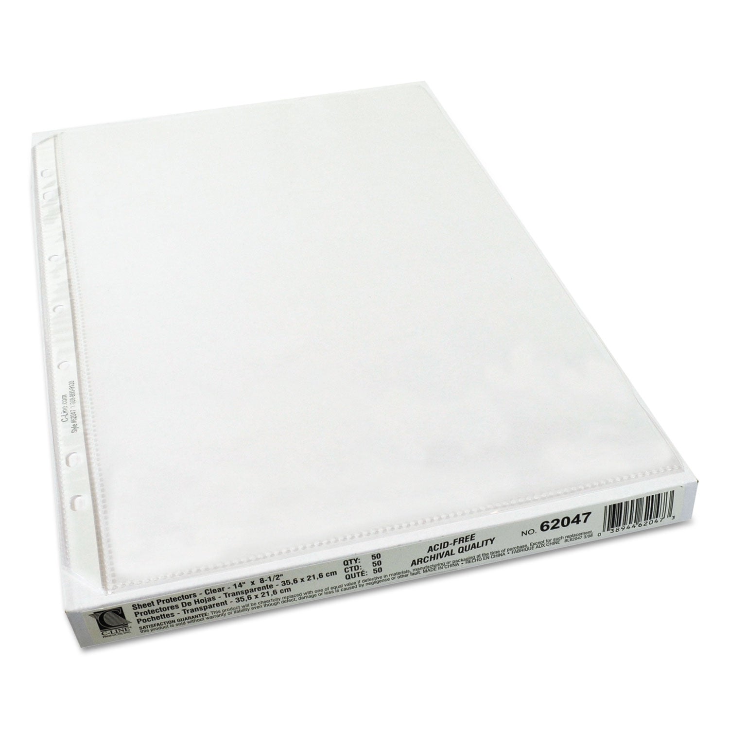 C-Line® Heavyweight Poly Sheet Protectors, Clear, 2", 14 x 8.5, 50/Box