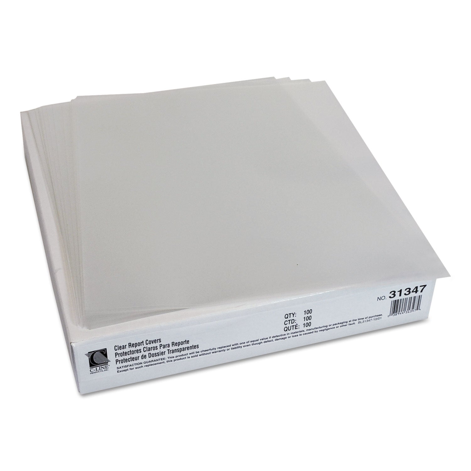 C-Line® Vinyl Report Covers, Sliding Bar, 8.5 x 11, Clear/Clear, 100/Box