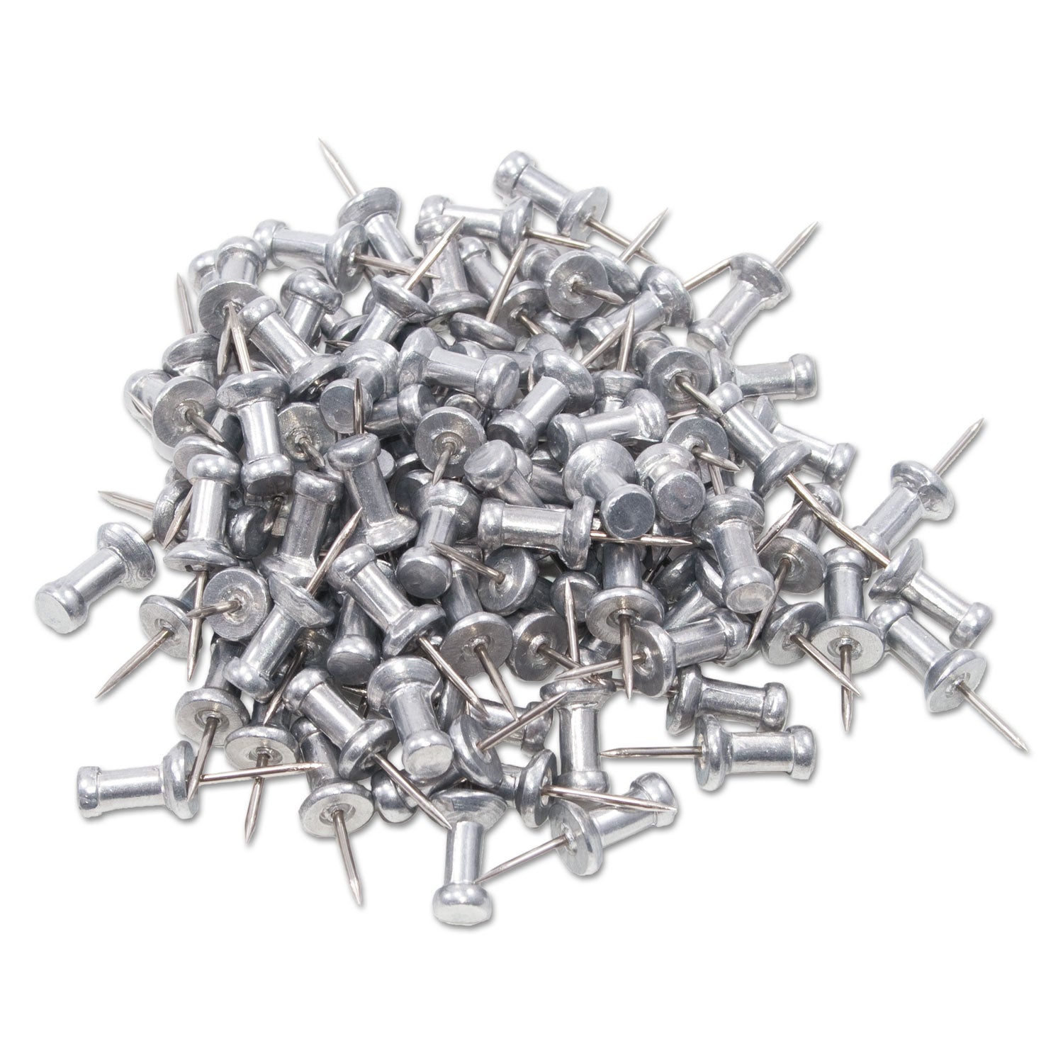 GEM® Aluminum Head Push Pins, Aluminum, Silver, 0.38", 100/Box