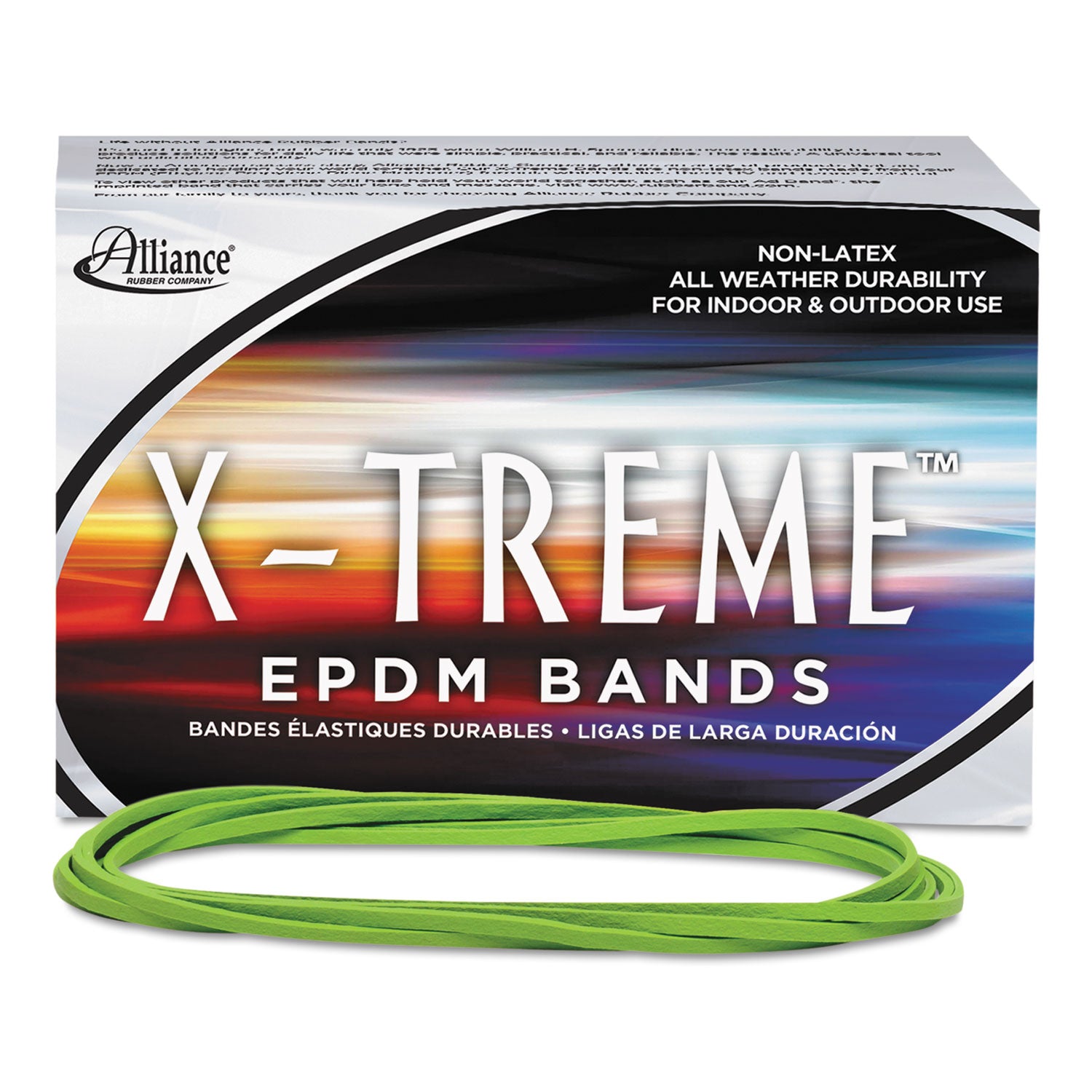 Alliance® X-Treme Rubber Bands, Size 117B, 0.08" Gauge, Lime Green, 1 lb Box, 200/Box