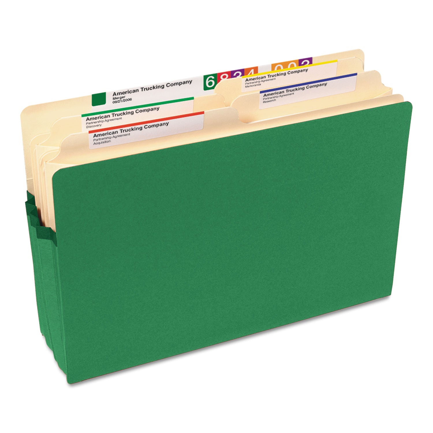 Smead™ Colored File Pockets, 3.5" Expansion, Legal Size, Green