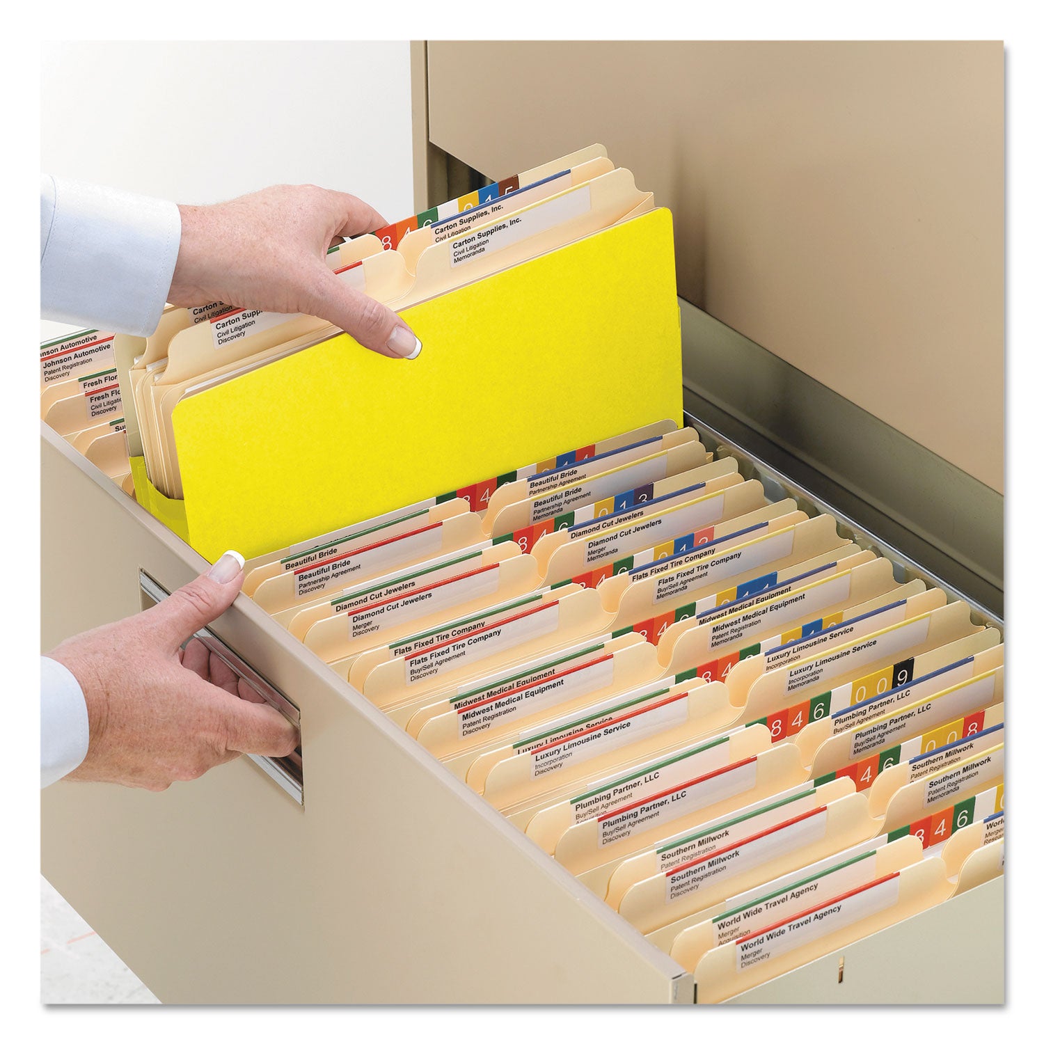 Smead™ Colored File Pockets, 3.5" Expansion, Legal Size, Yellow