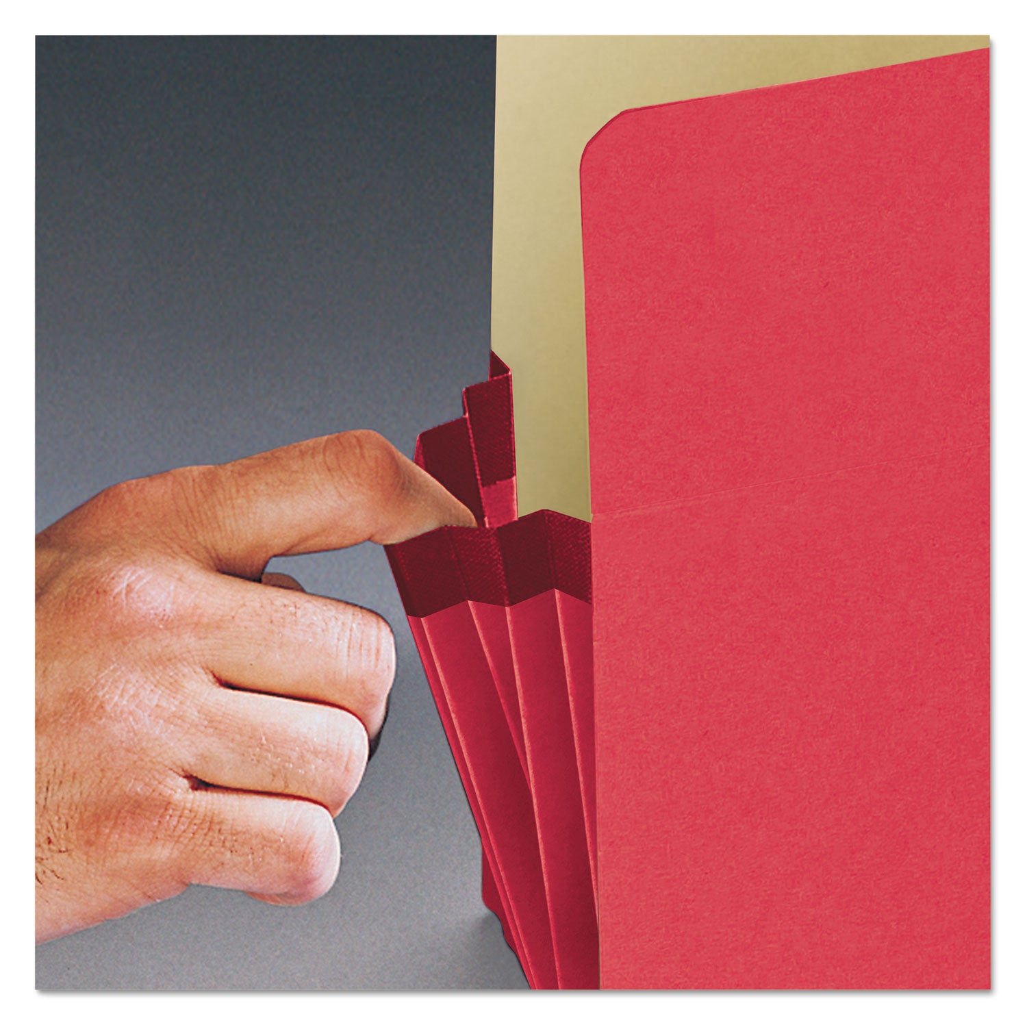 Smead™ Colored File Pockets, 3.5" Expansion, Legal Size, Red