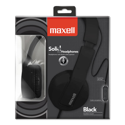Maxell® Solids Headphones, 5 ft Cord, Black - Flipcost