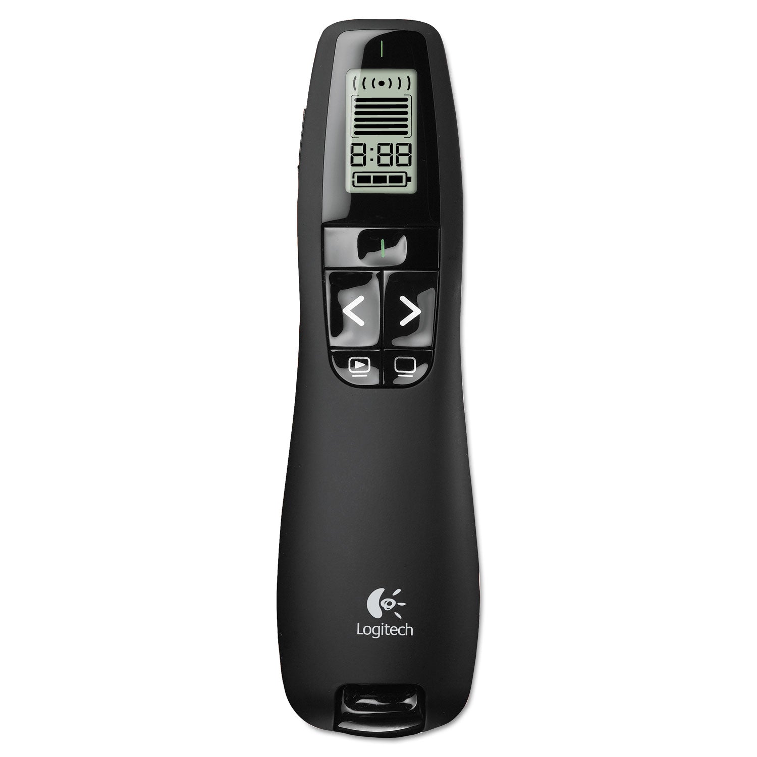 Logitech® R800 Wireless Laser Presentation Remote w/LCD Display, Class 2, 100 ft Range, Matte Black