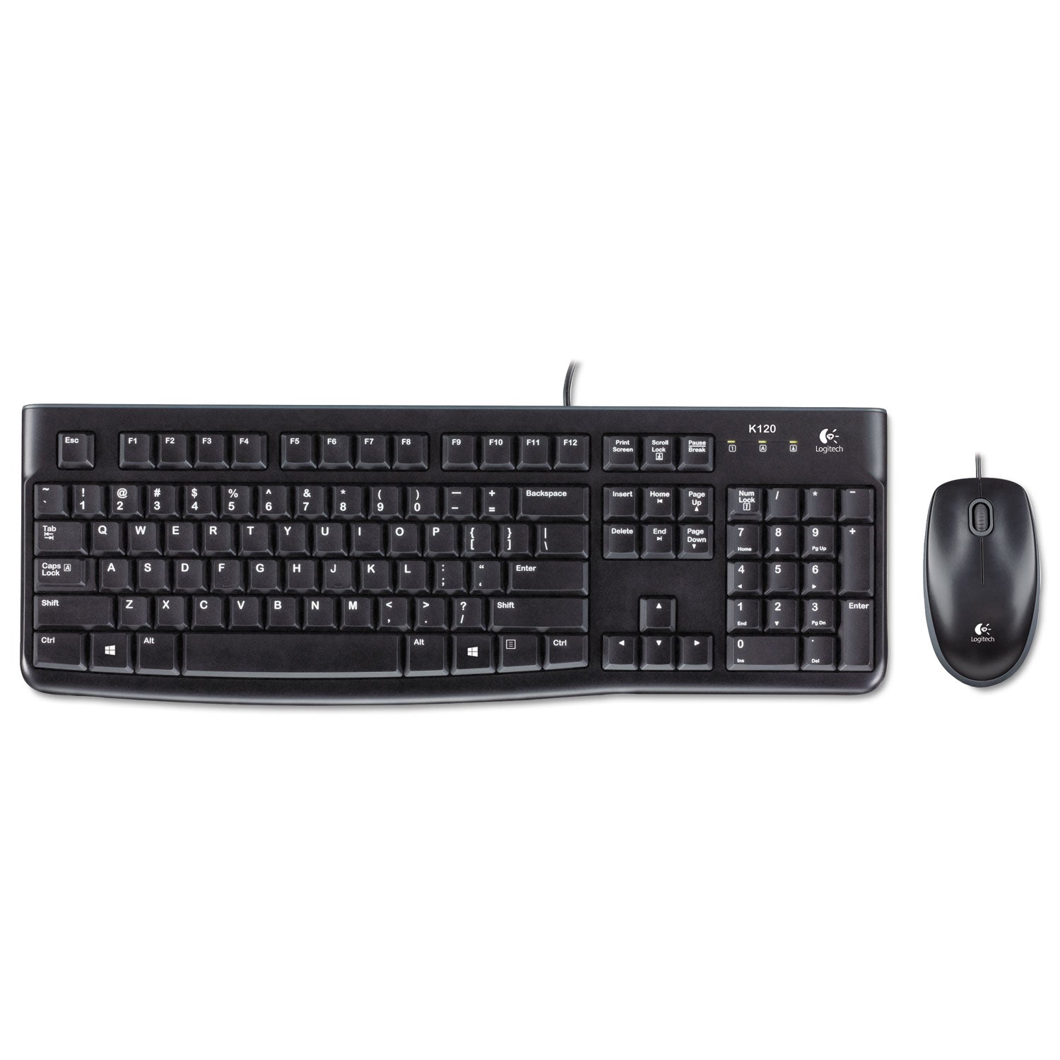 Logitech® MK120 Wired Keyboard + Mouse Combo, USB 2.0, Black