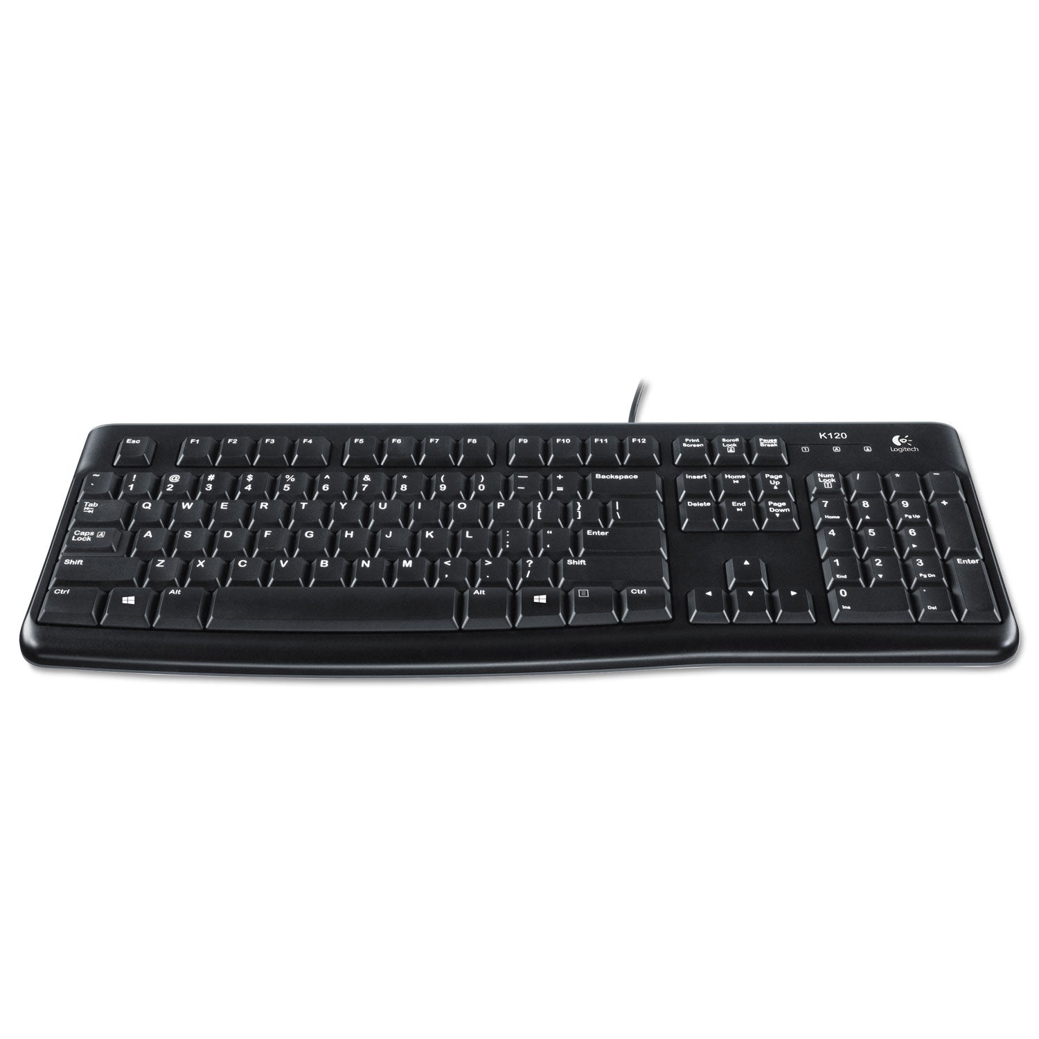 Logitech® K120 Ergonomic Desktop Wired Keyboard, USB, Black