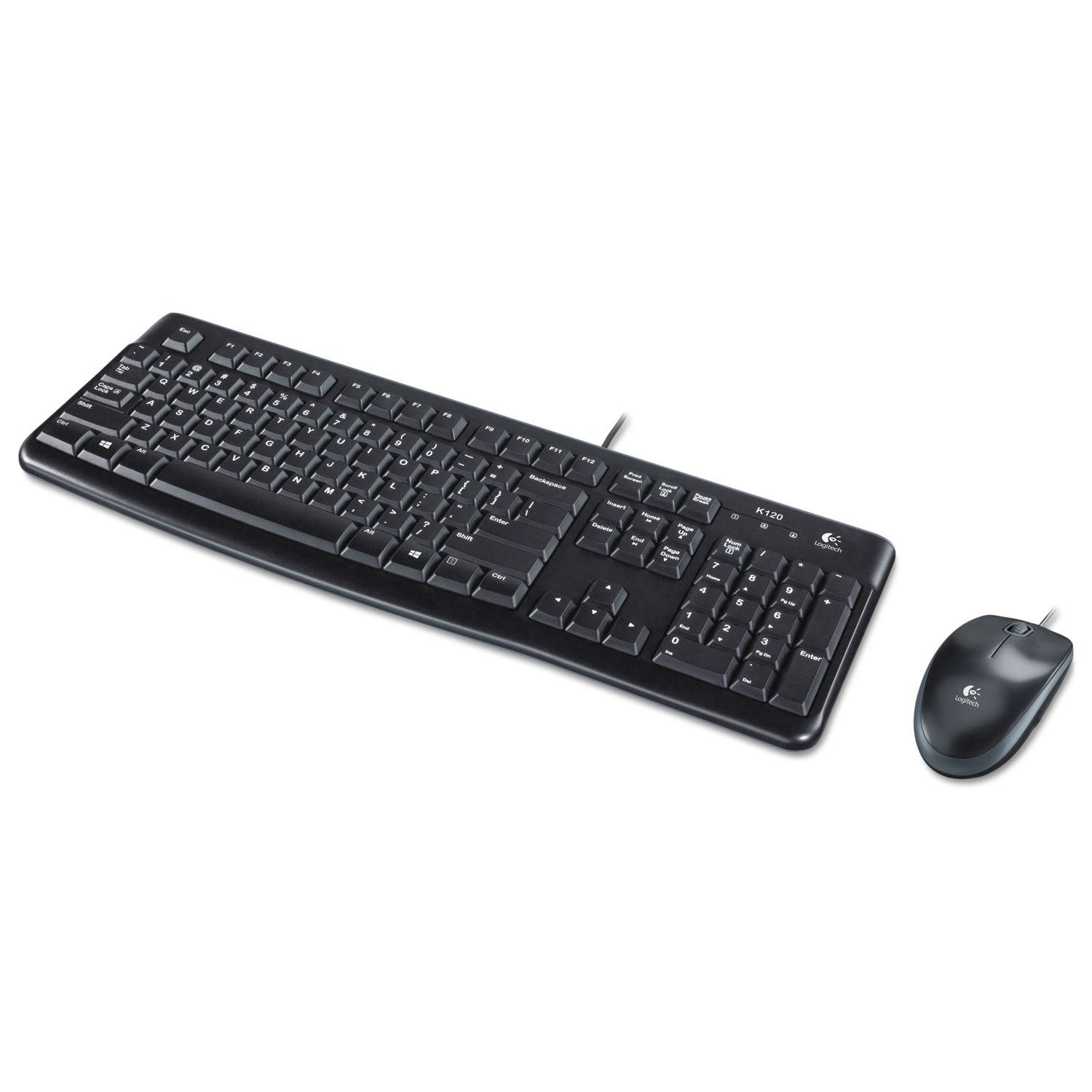 Logitech® MK120 Wired Keyboard + Mouse Combo, USB 2.0, Black