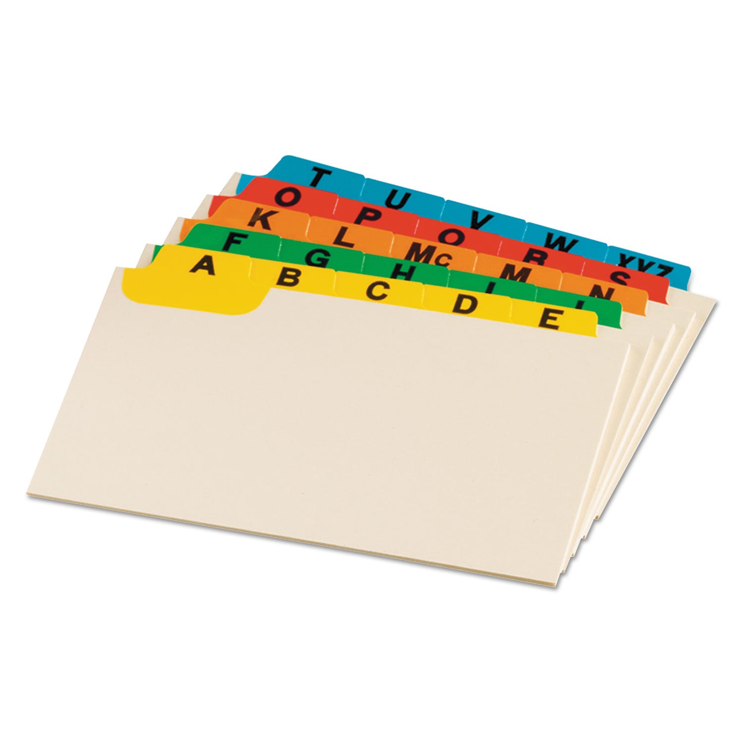 Manila Index Card Guides with Laminated Tabs, 1/5-Cut Top Tab, A to Z, 4 x 6, Manila, 25/Set