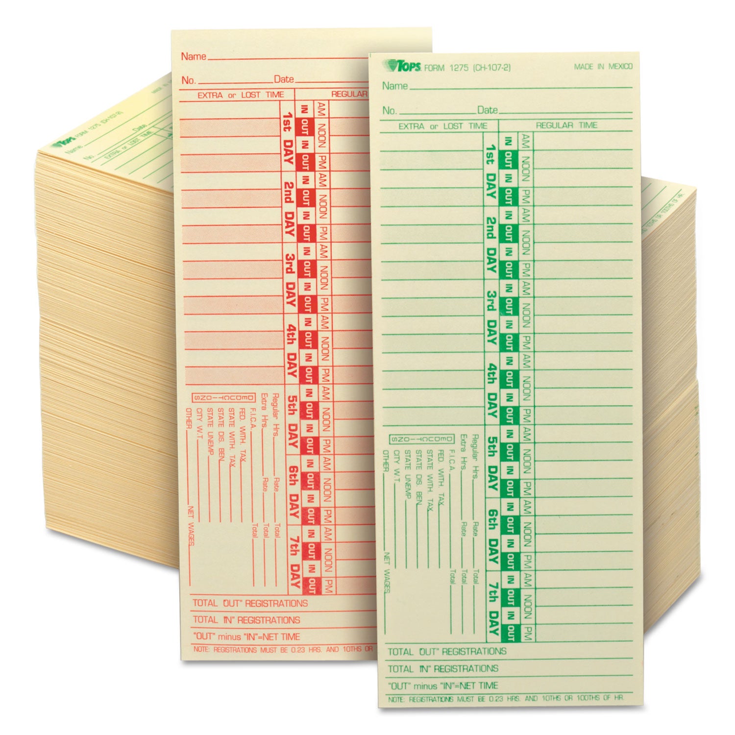 TOPS™ Time Clock Cards, Replacement for CH-107-2, Two Sides, 3.5 x 9, 500/Box