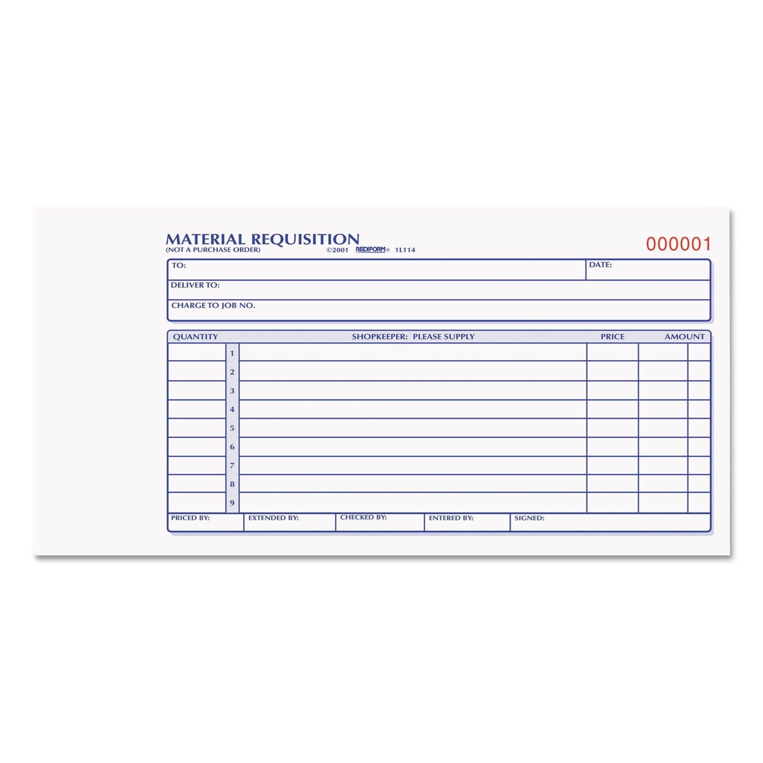 Material Requisition Book, Two-Part Carbonless, 7.88 x 4.25, 50 Forms Total