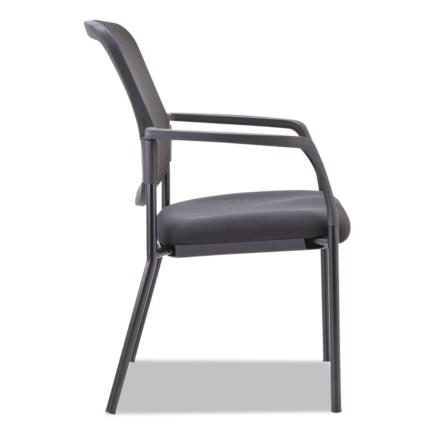 Alera® Alera Elusion Series Mesh Back Stacking Guest Chair, 26" x 25.6" x 36.2", Black Seat, Black Back, Black Base