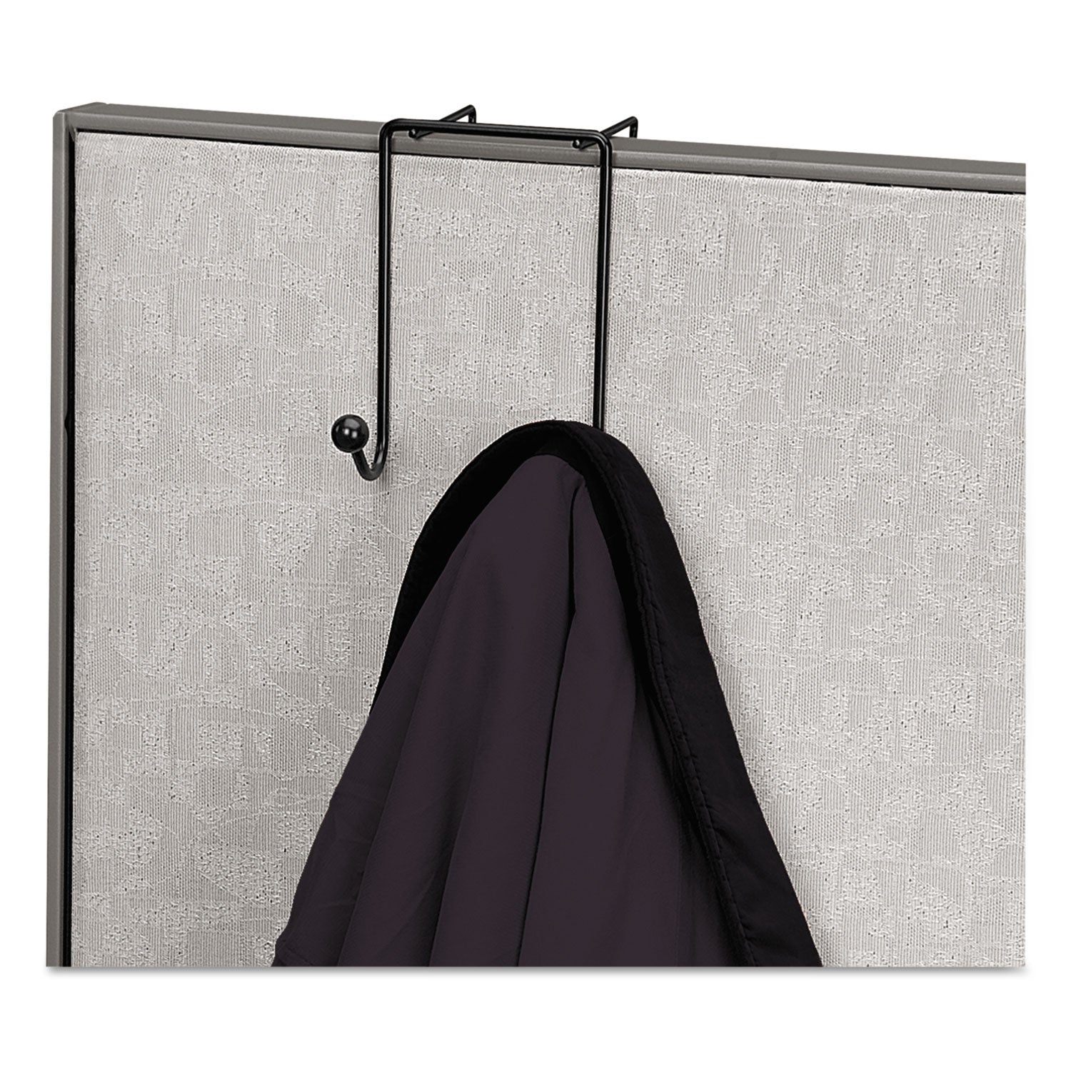 Fellowes® Partition Additions Wire Double-Garment Hook, 4 x 5.13 x 6, Over-the Panel Mount,  Black