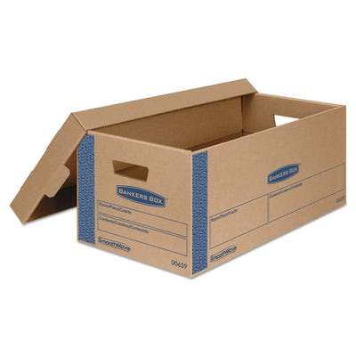 SmoothMove Prime Moving/Storage Boxes, Lift-Off Lid, Half Slotted Container, Small, 12" x 24" x 10", Brown/Blue, 8/Carton Flipcost Flipcost
