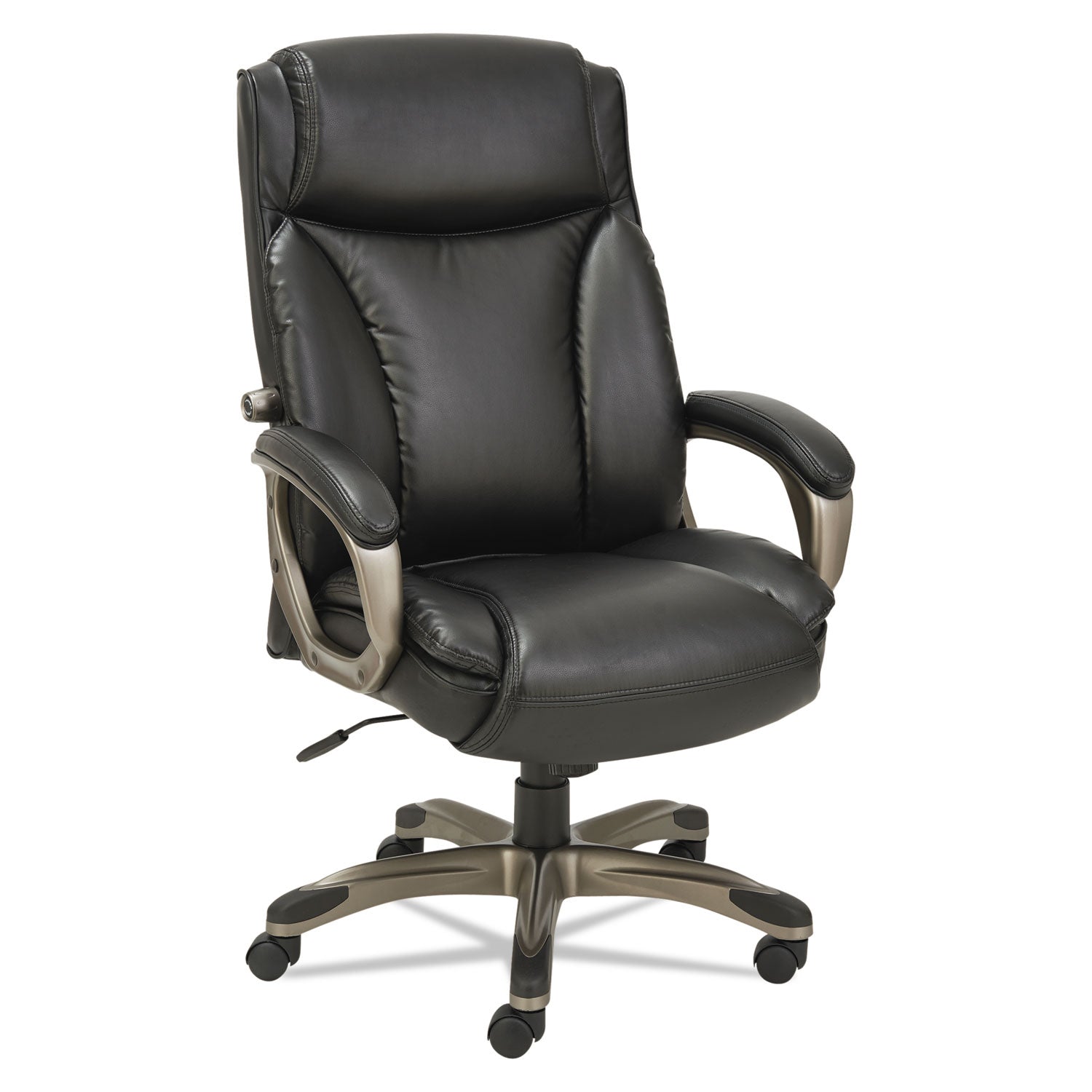 Alera® Alera Veon Series Executive High-Back Bonded Leather Chair, Supports Up to 275 lb, Black Seat/Back, Graphite Base