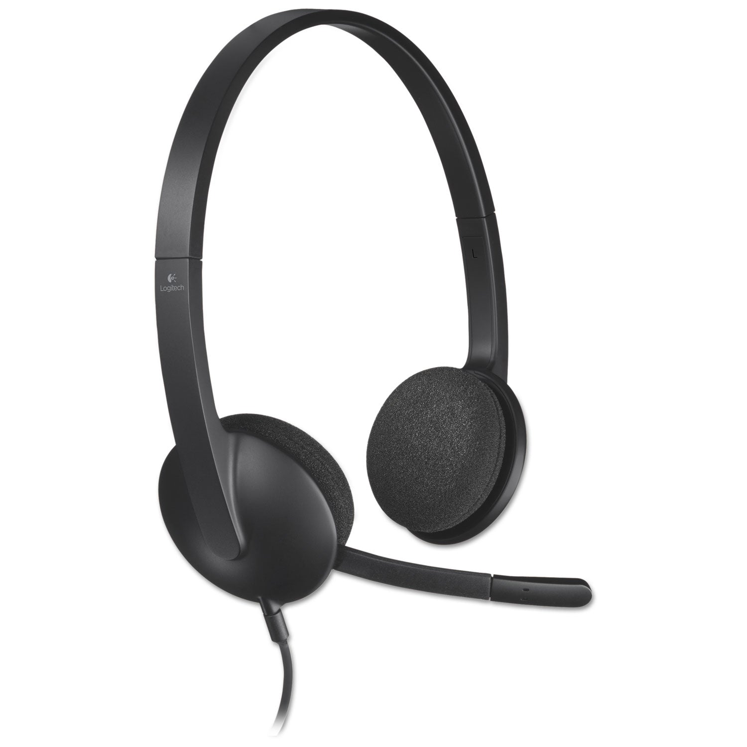 Logitech® H340 Binaural Over The Head Corded Headset, Black