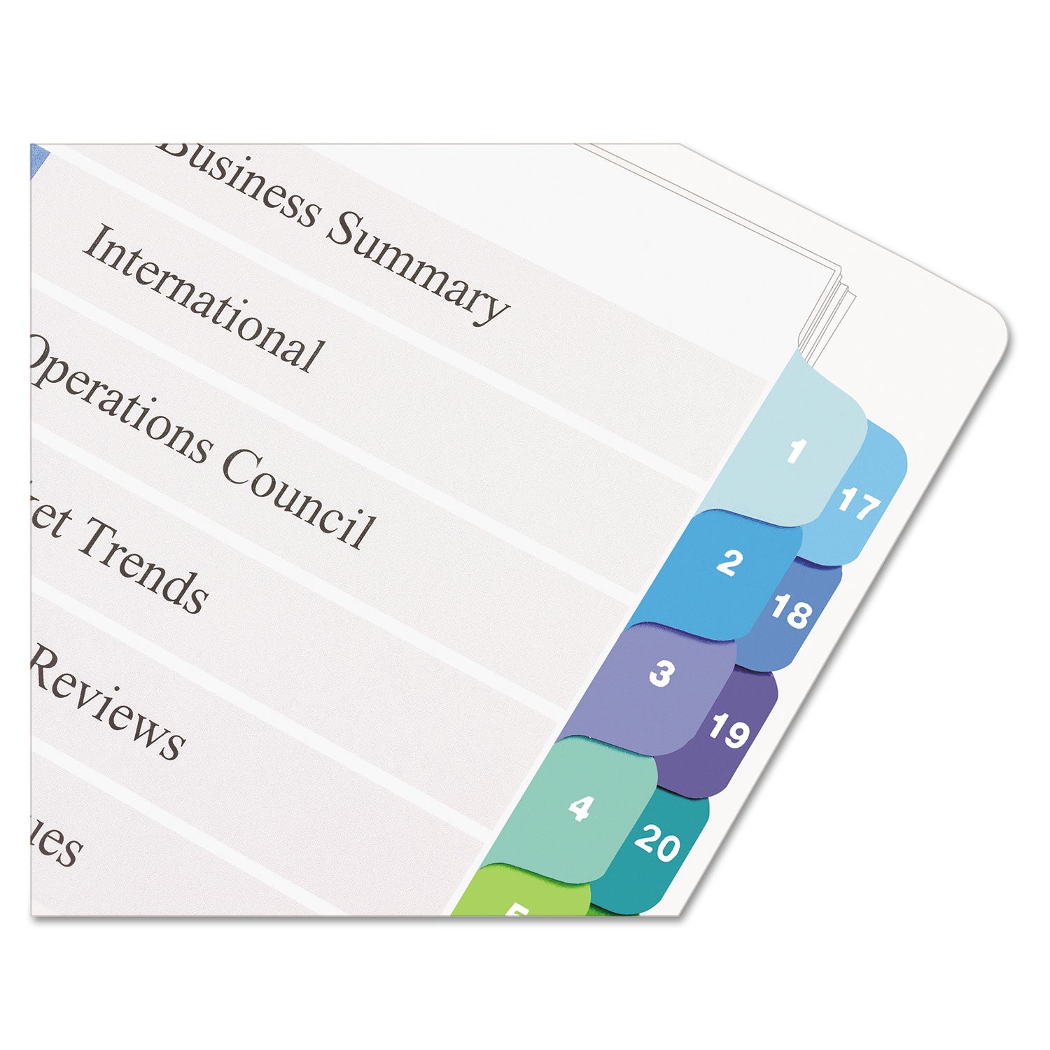 Avery® Customizable TOC Ready Index Double Column Multicolor Tab Dividers, 32-Tab, 1 to 32, 11 x 8.5, White, 1 Set