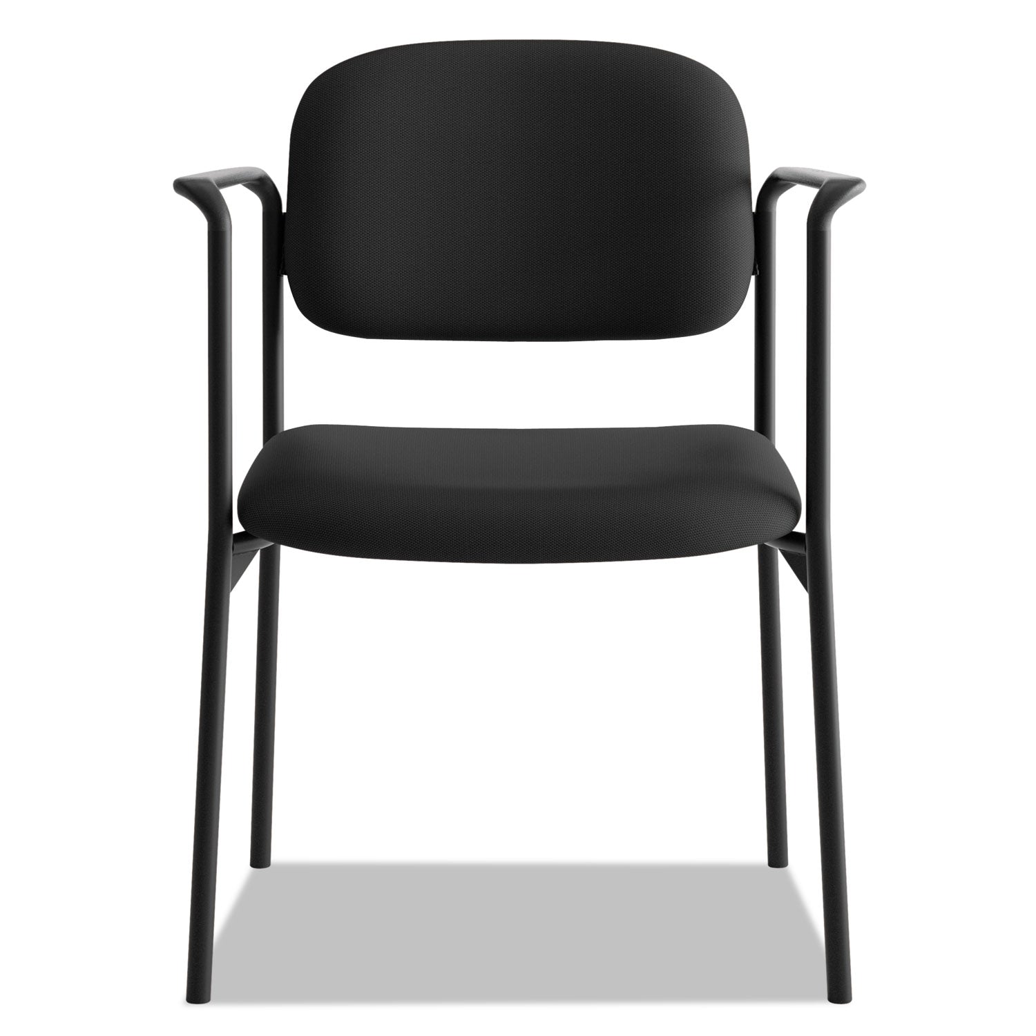 HON® VL616 Stacking Guest Chair with Arms, Fabric Upholstery, 23.25" x 21" x 32.75", Black Seat, Black Back, Black Base