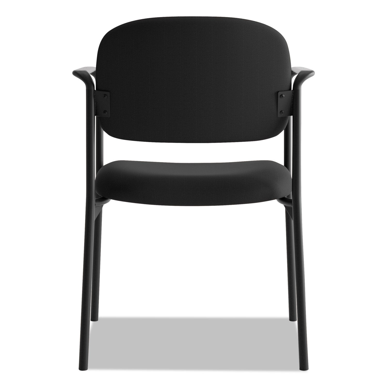 HON® VL616 Stacking Guest Chair with Arms, Fabric Upholstery, 23.25" x 21" x 32.75", Black Seat, Black Back, Black Base