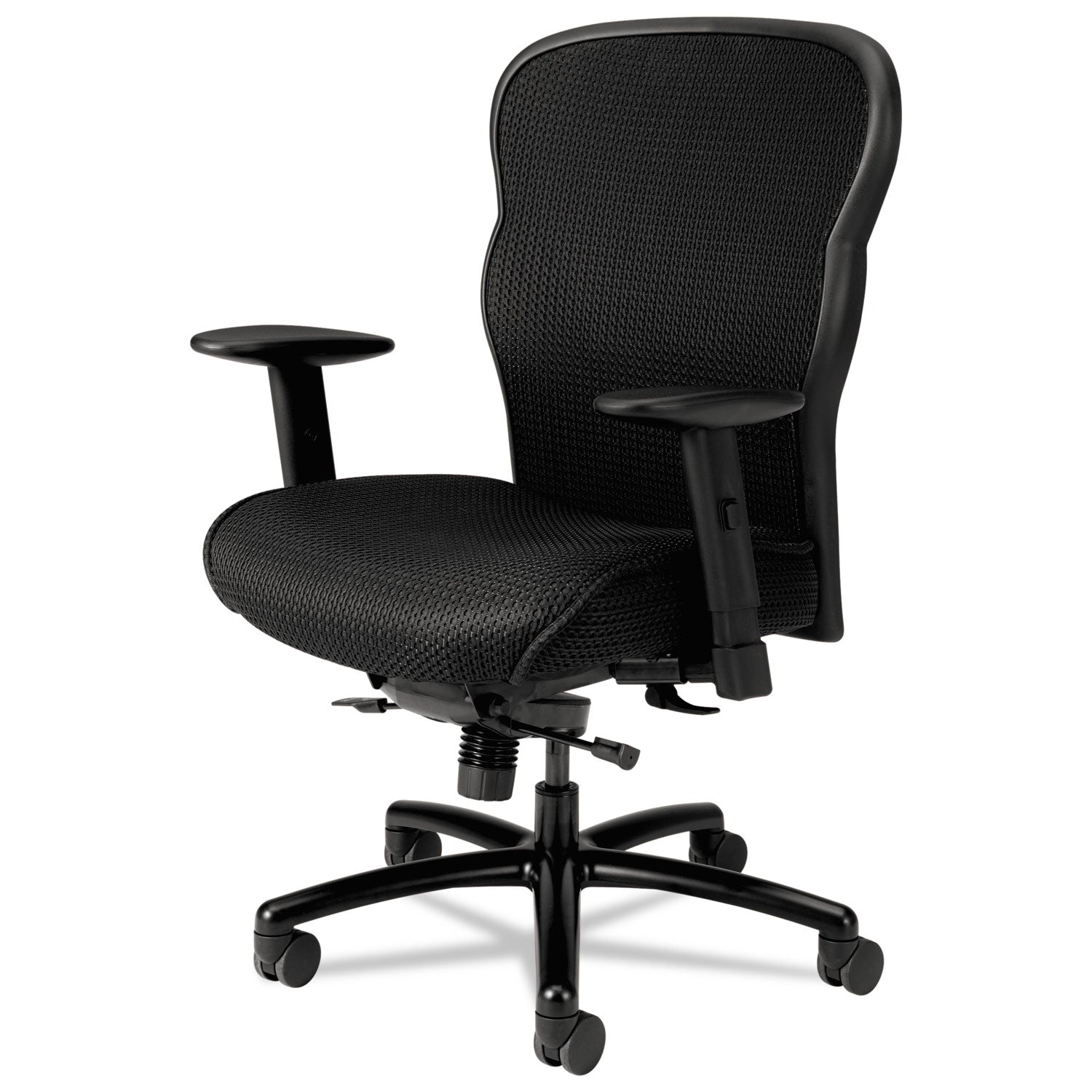 HON® Wave Mesh Big and Tall Chair, Supports Up to 450 lb, 19.25" to 22.25" Seat Height, Black