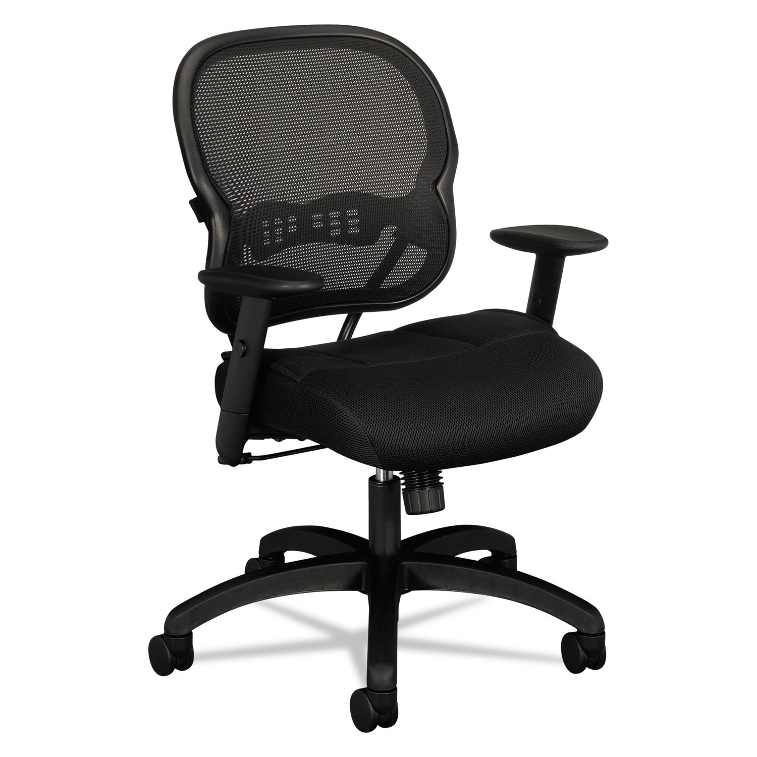 Wave Mesh Mid-Back Task Chair, Supports Up to 250 lb, 18" to 22.25" Seat Height, Black