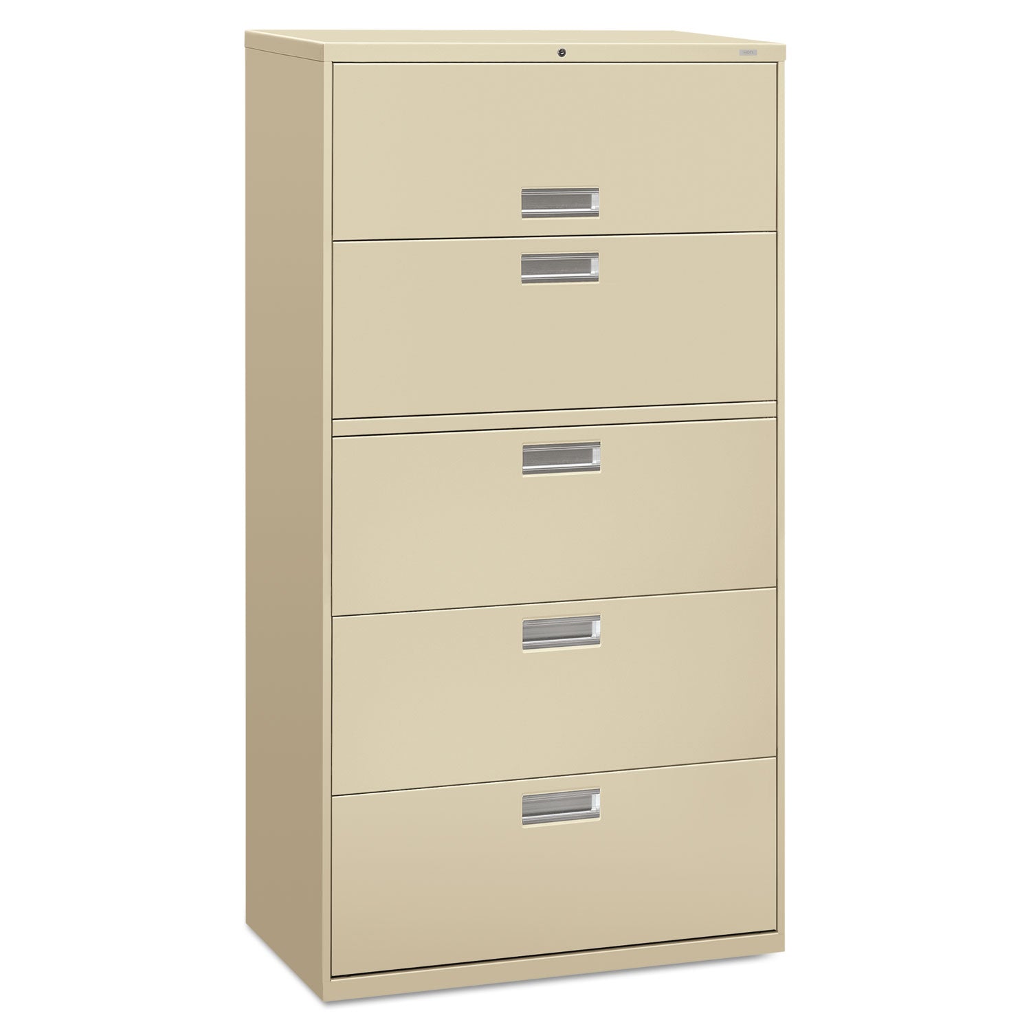 Brigade 600 Series Lateral File, 4 Legal/Letter-Size File Drawers, 1 Roll-Out File Shelf, Putty, 36" x 18" x 64.25"